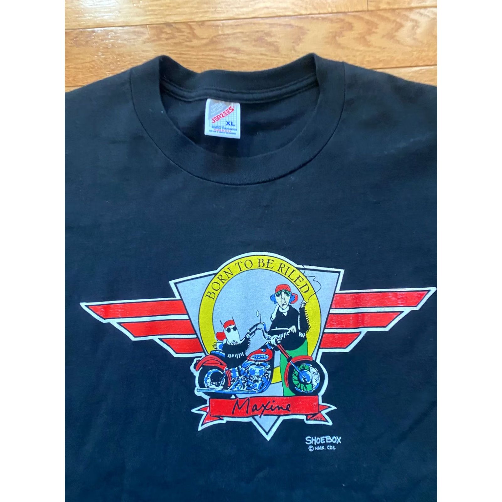 Born VINTAGE 90s MAXINE Biker T-SHIRT Men XL Black Funny / Humor Shoebox USA Shirt Size US XL / EU 56 / 4 - 4 Thumbnail