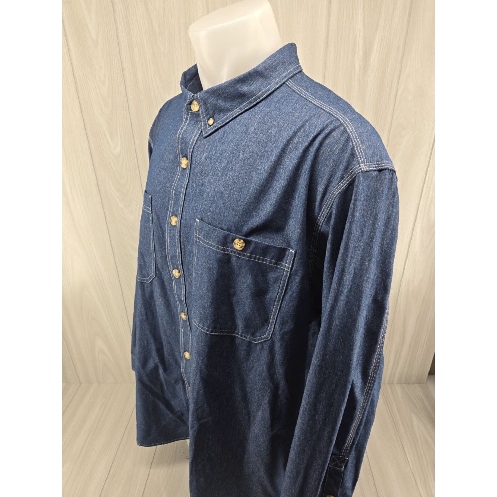 Vintage Duluth Trading Shirt Mens Blue 2XLT Relaxed Fit Long Sleeve Button-Up Untucked Polyester Clothing Size US XXL / EU 58 / 5 - 4 Thumbnail