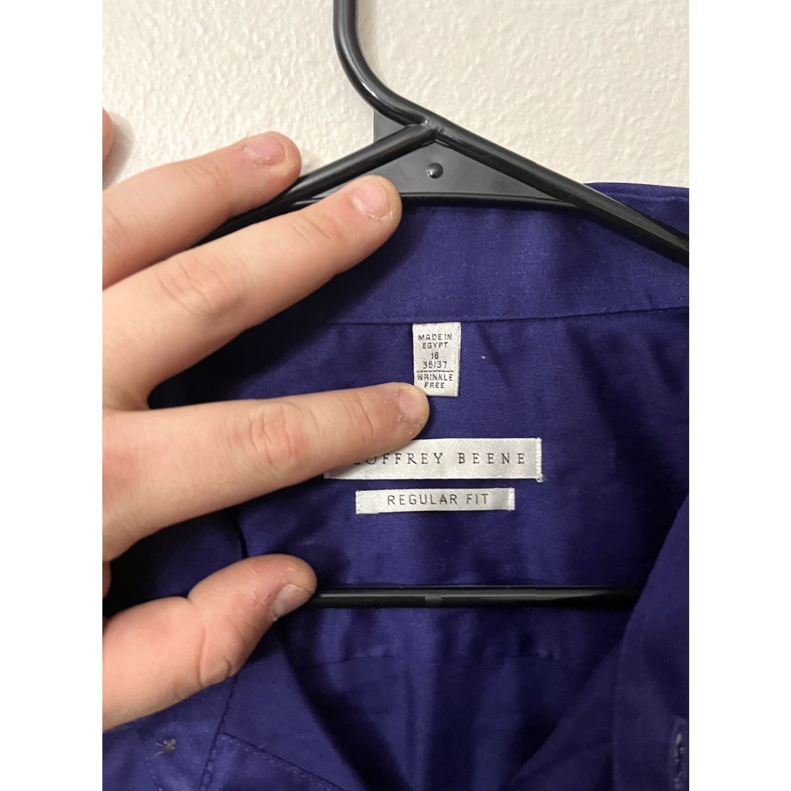 Geoffrey Beene Geoffrey Beene Mens Dress Shirt 18 Regular Fit Button-Down Collar Purple Cotton Blend Long Sleeve Button Up 18 Regular Size Mens Casual Solid Size 48R - 2 Thumbnail
