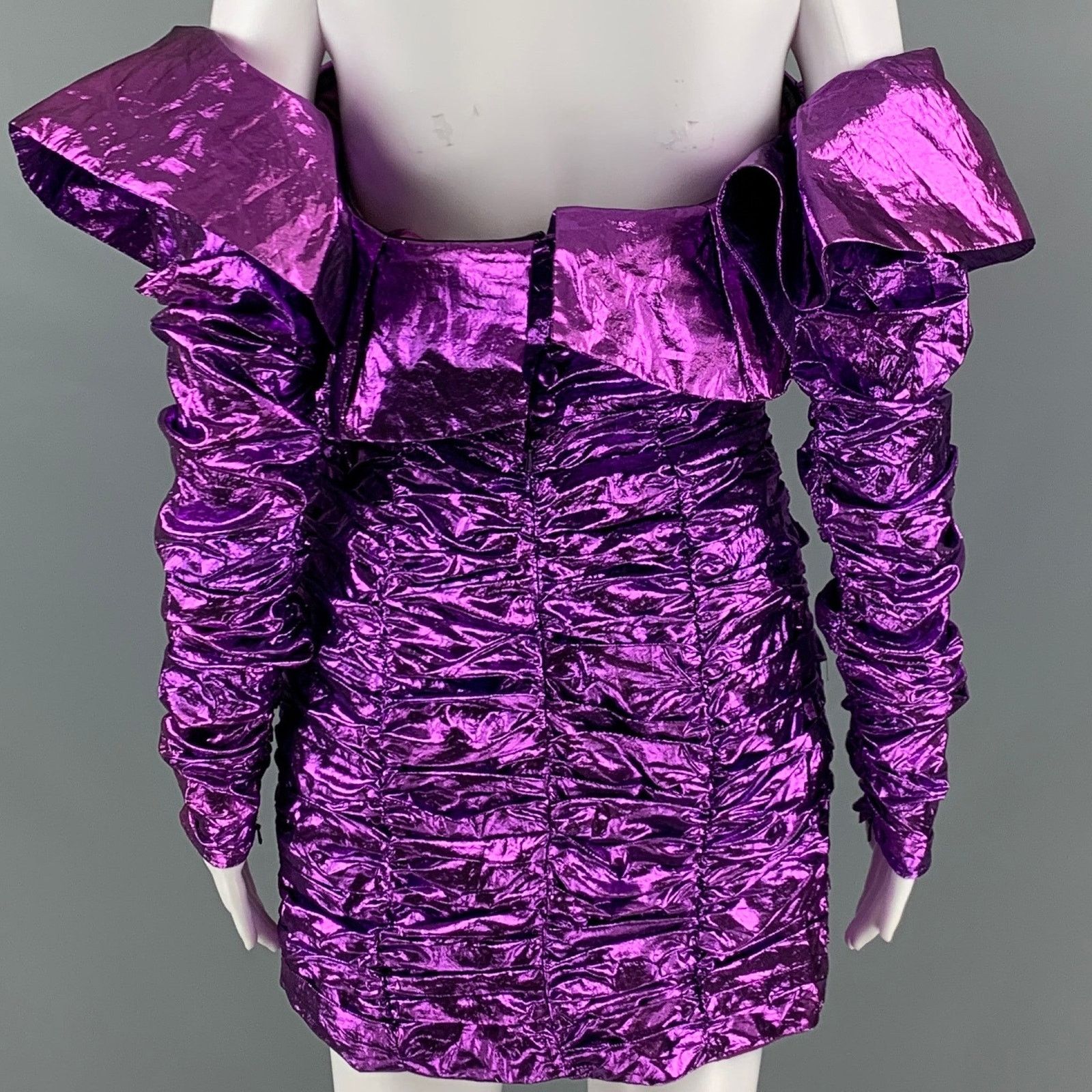 The Attico ATTICO Size 6 Purple Polyester Metallic Mini Dress Size M / US 6-8 / IT 42-44 - 4 Thumbnail