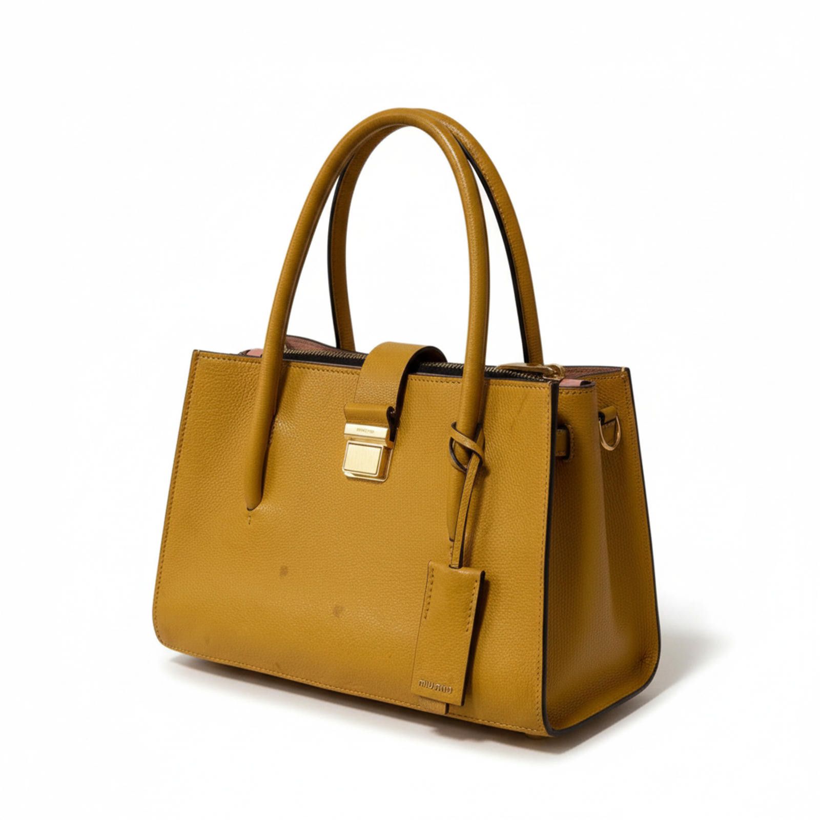 Miu Miu Miu Miu - Mustard Yellow Leather Handbag Size ONE SIZE - 1 Thumbnail