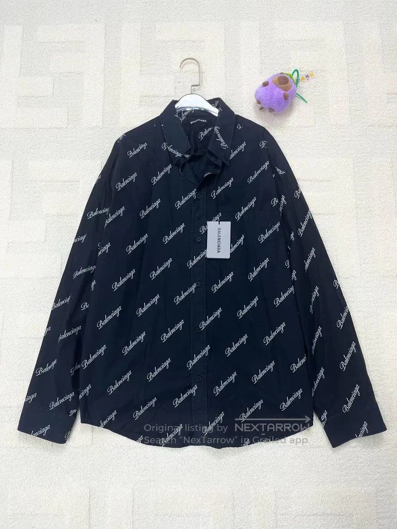 Balenciaga Balenciaga Black Printed Letter Logo Long Sleeve Shirt Size XS / US 0-2 / IT 36-38 - 1 Thumbnail