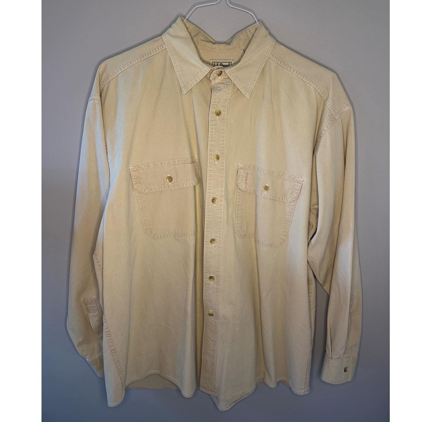 Other L.L.Bean 100% Cotton Long Sleeve Button-Up Shirt Beige L REG Size US L / EU 52-54 / 3 - 1 Thumbnail