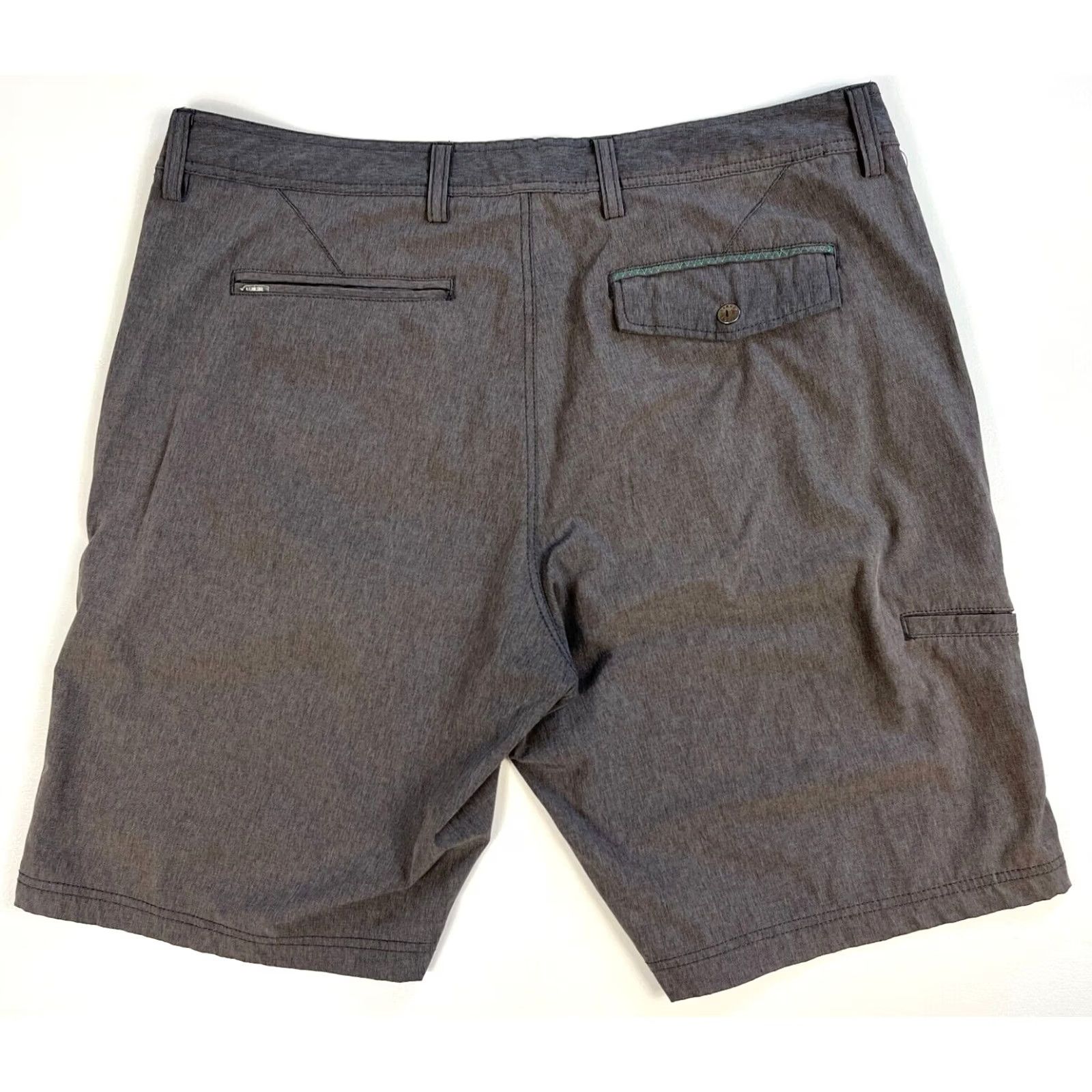 Vintage Linksoul Men's Boardwalker Shorts 38" Waist 10" Inseam Gray Polyester Blend Flat Front Belt Loops Chino Casual Breathable Pockets 10" Inseam Mens Size US 38 / EU 54 - 2 Thumbnail