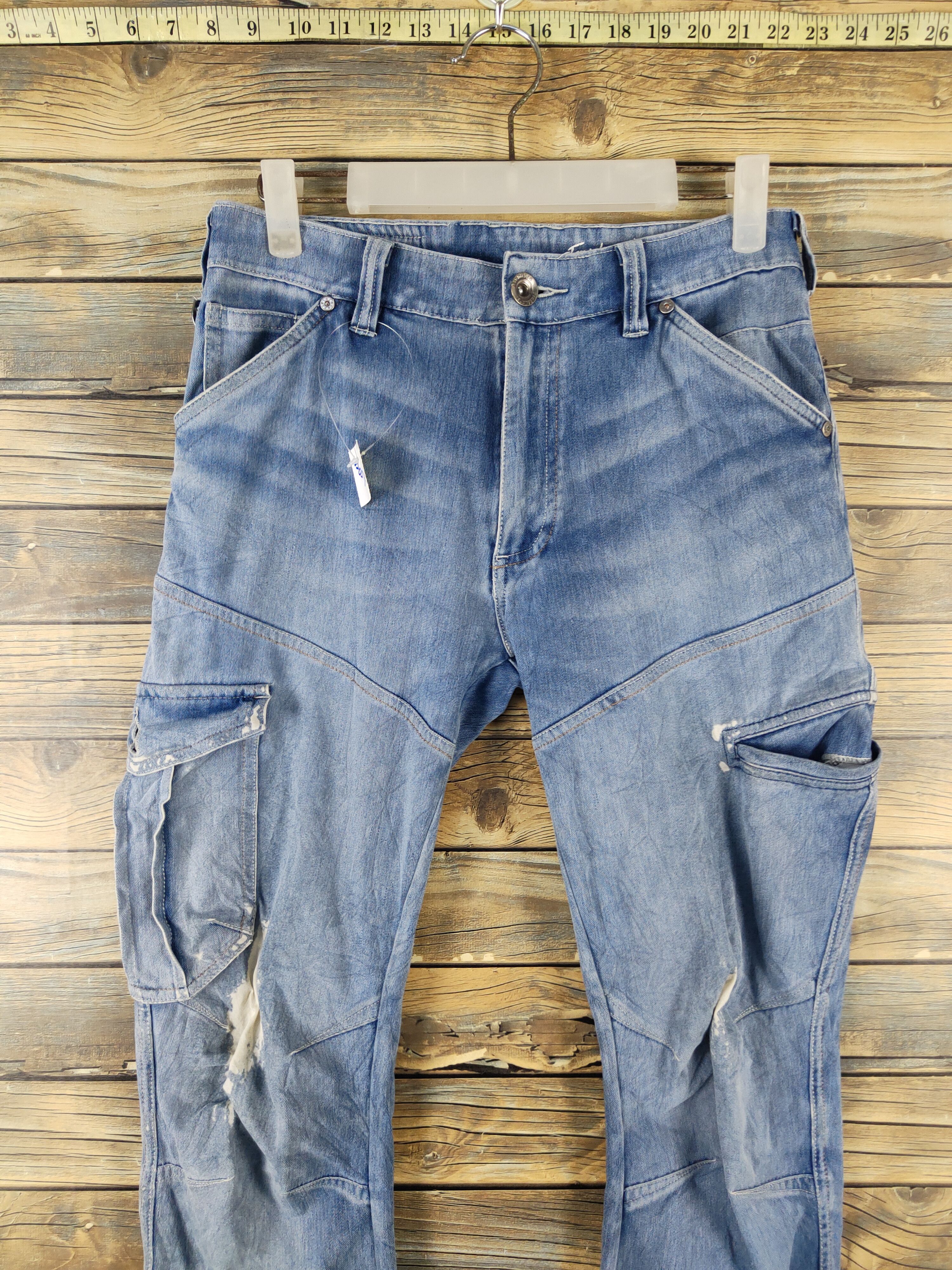 Japanese Brand FieldCore Blue Distressed Ripped Soft denim Jeans #W2057 Size US 30 / EU 46 - 2 Thumbnail
