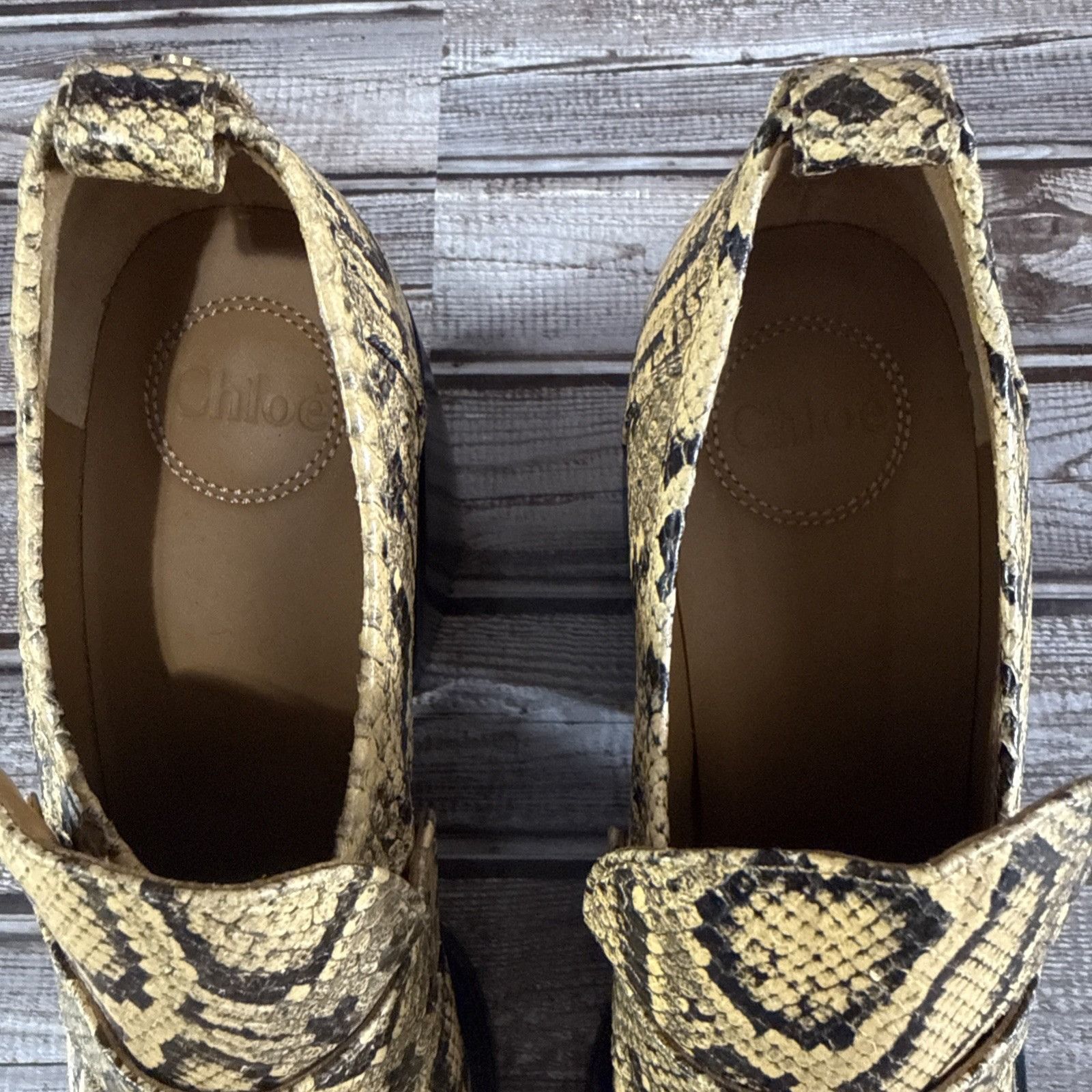 Chloe Chloe Python Pattern Leather Loafer Heel Sz EU 39.5 US 9.5 B Size US 9.5 / IT 39.5 - 3 Thumbnail