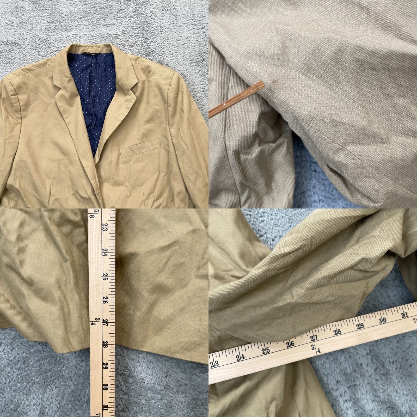 Banana Republic Banana Republic Jacket Mens 46 Beige 46R Blazer Coat Tailored Slim Polka Dot Lined Size 46R - 8 Thumbnail
