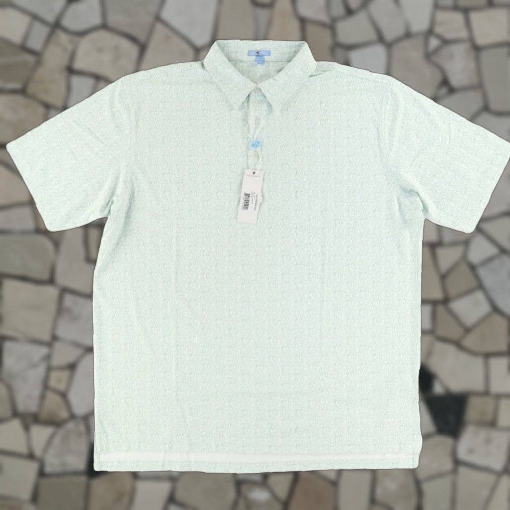 Vintage Genteal Polo Shirt Mens 2XL White Burr Printed Golf Greens All Over Print High Stretch Short Sleeve Collared Shirt Size US XXL / EU 58 / 5 - 1 Thumbnail