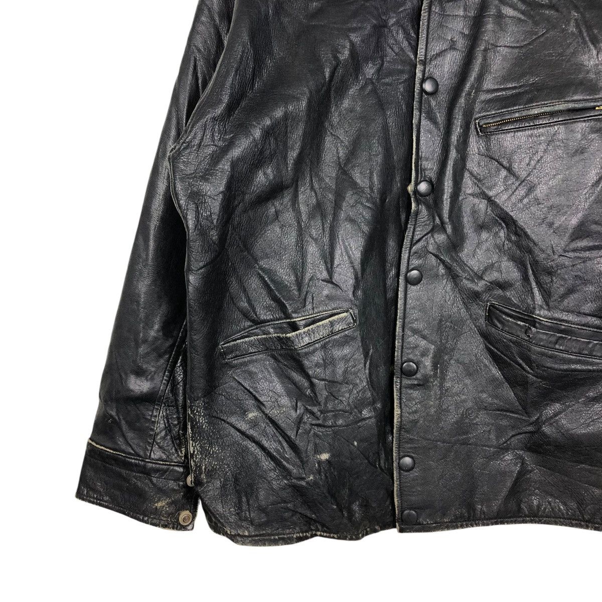 Japanese Brand 🔥VINTAGE 80’s BIKER LEATHER JACKET OXLEATHER FUR BLANKET Size US M / EU 48-50 / 2 - 6 Thumbnail