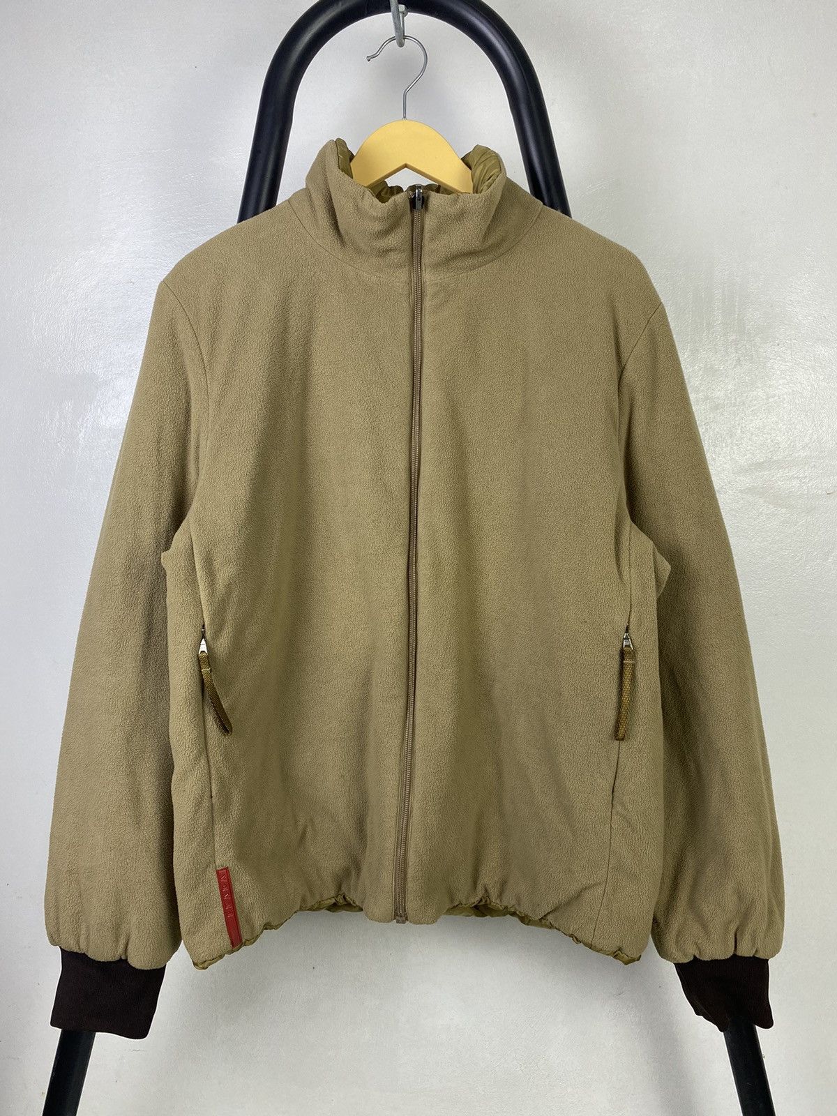 image of Prada - Vintage Reversible Fleece/padded Jacket in Khaki, Men's (Size XS)