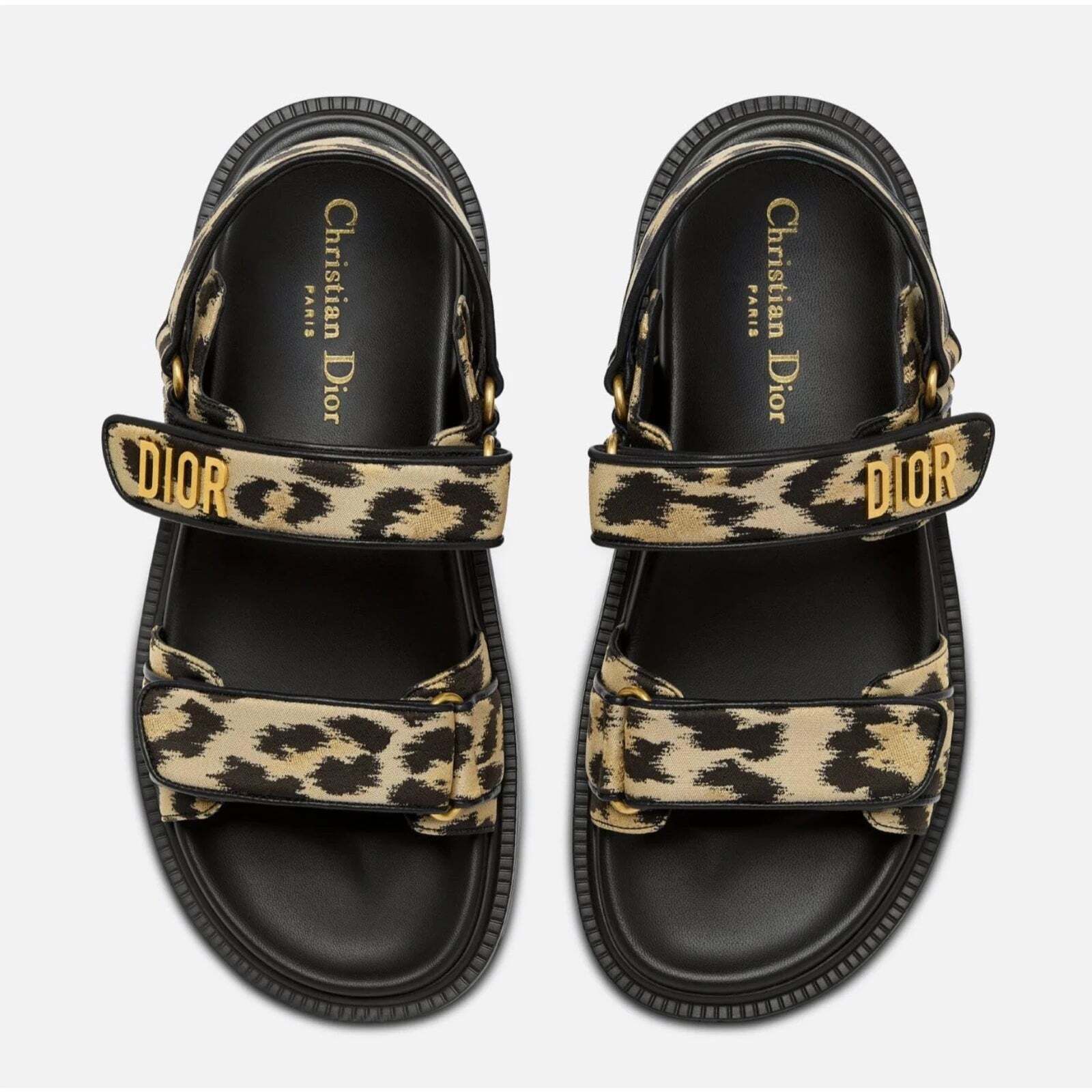 Dior Christian Dior Act Dway Black Gold Leopard Shiny Logo Strap Size US 5.5 / IT 35.5 - 6 Thumbnail