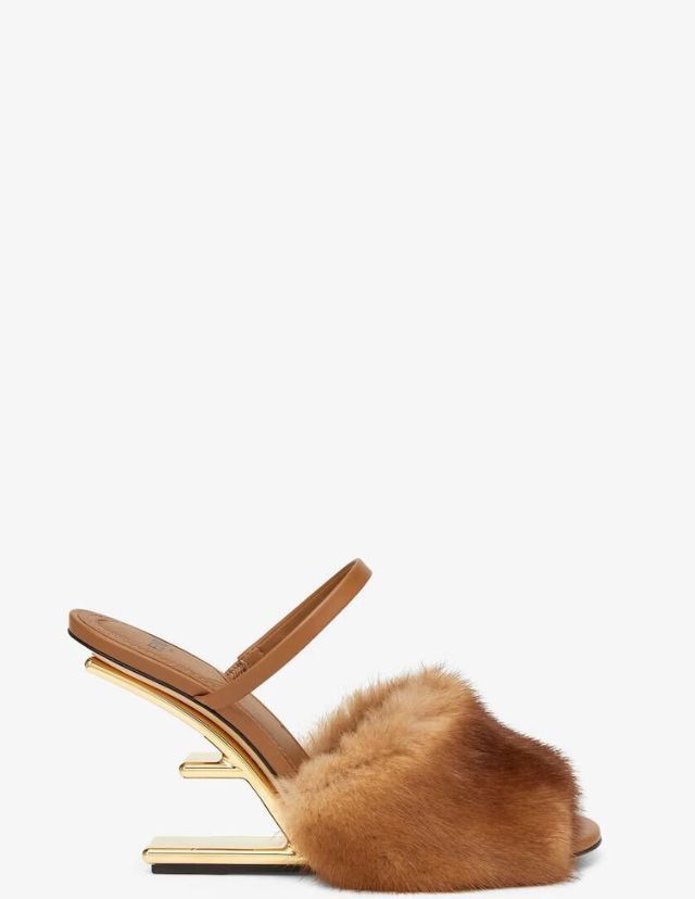 Fendi o1B3y1r0426 Mink Hi-Heeled Sandals in Brown Size US 8 / IT 38 - 1 Thumbnail