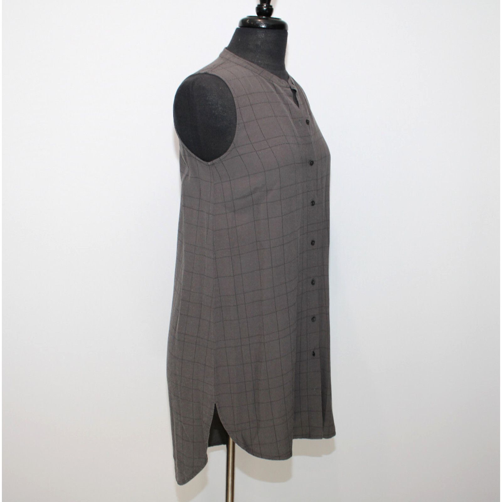 Eileen Fisher EILEEN FISHER Plaid Viscose Mandarin Collar Shirt sz XS $298 Size XS / US 0-2 / IT 36-38 - 2 Thumbnail