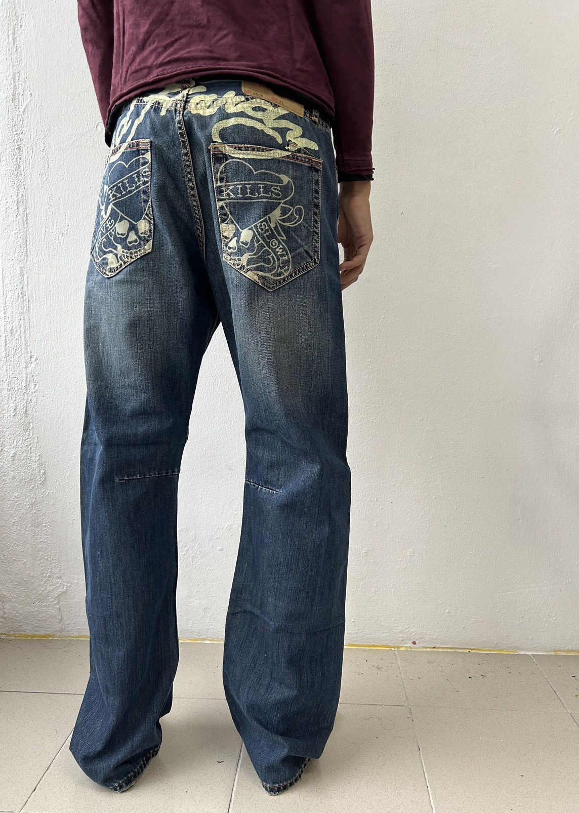 Ed Hardy KILLS LOVE Skull Logo Ed Hardy Jeans Size US 32 / EU 48 - 23 Thumbnail