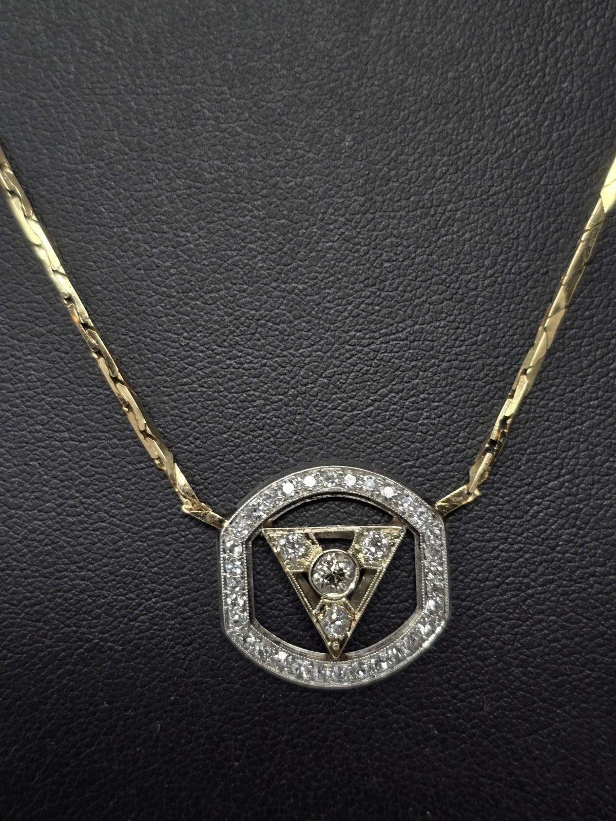 Antique Rivet Vtg 14k White Gold Art Deco Diamond Lavaliere Necklace Size ONE SIZE - 1 Thumbnail