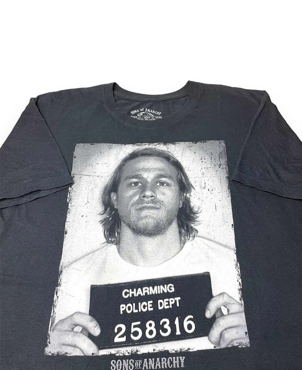 image of Fox x Movie 2012 Jax Teller Mugshot Son Of Anarchy Shirt in Black, Men's (Size XL)