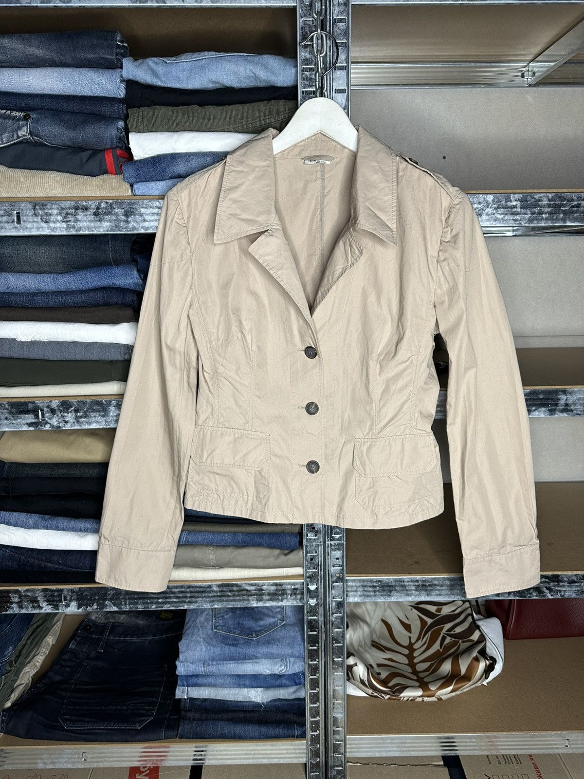 Marni Miu Miu Sand Cropped Cotton Jacket Blazer Womens Size 46 Size L / US 10 / IT 46 - 1 Thumbnail