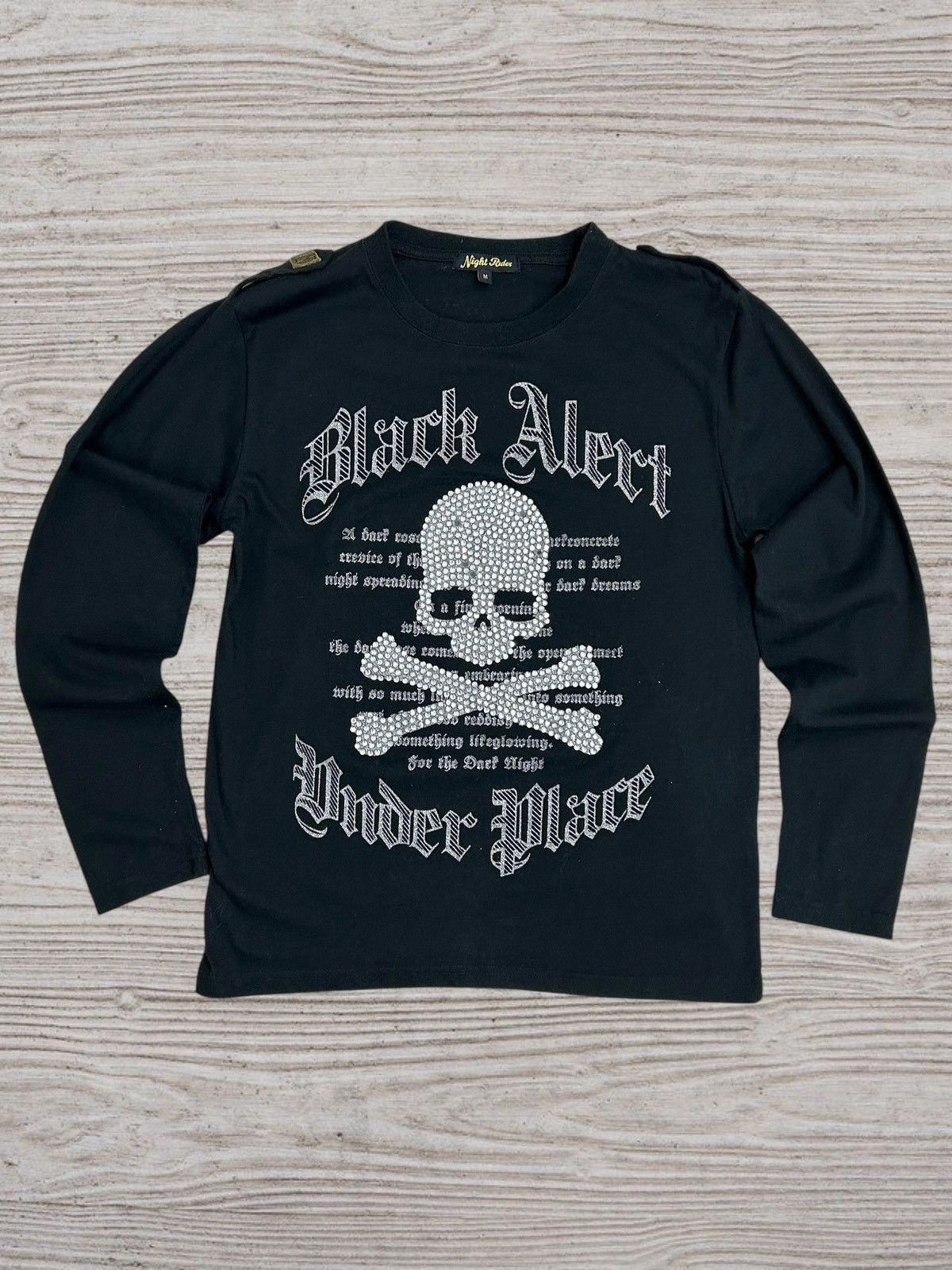 Night Rider Japan Full Skull & Bones Rhinestones W/ Quotes