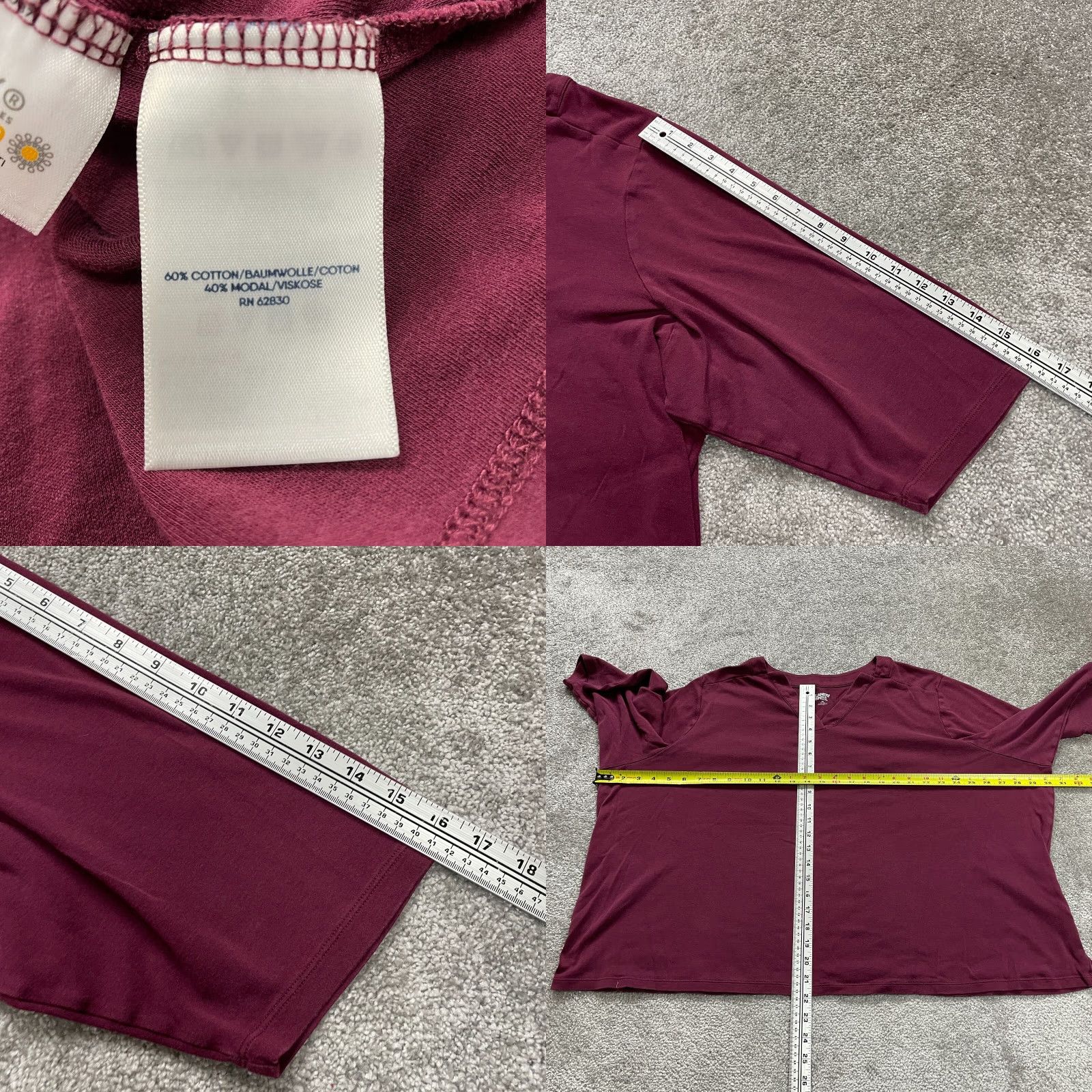 Lands' End Lands' End Womens T-Shirt 3XL Casual V-Neck Short Sleeve Cotton Modal Spandex Red Size XXL / US 16-18 / IT 52-54 - 8 Thumbnail