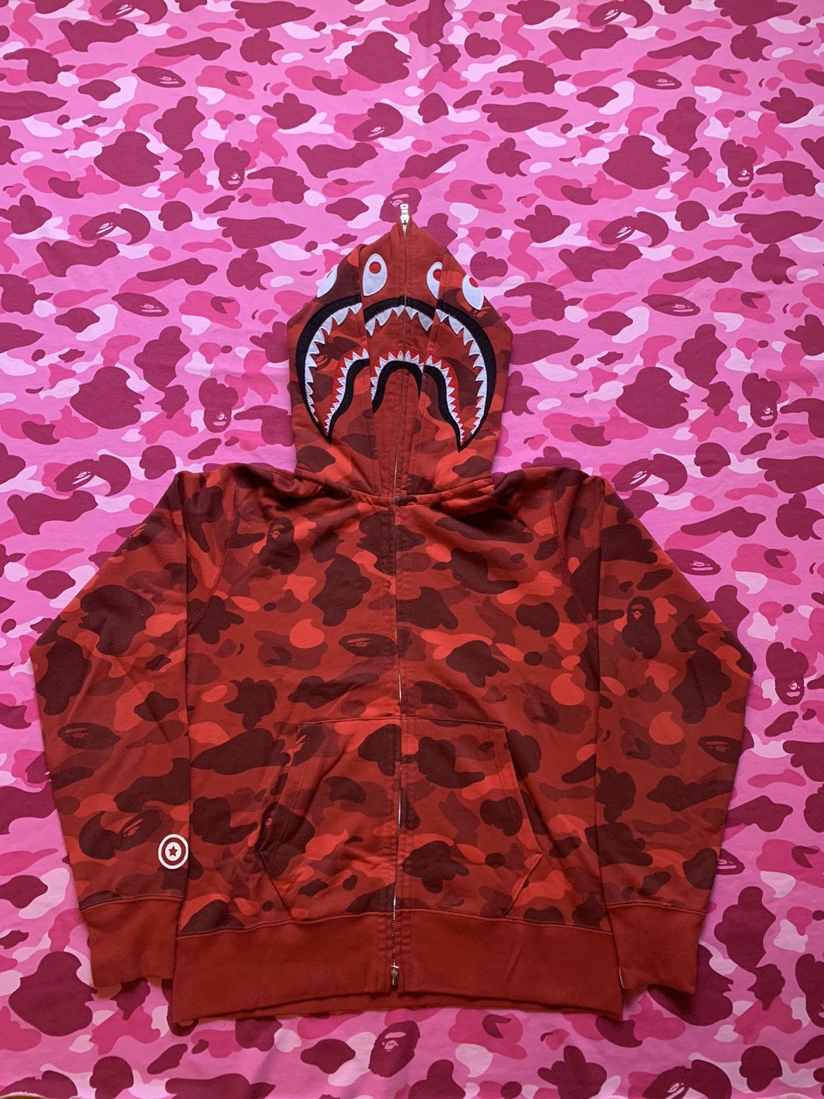 Bape Color Camo Shark Wide Full Zip Double Hoodie Grailed