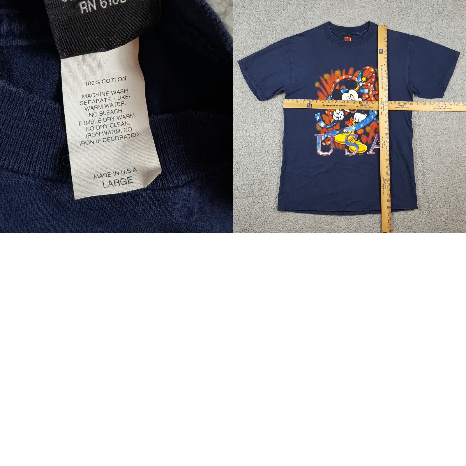 Mickey Unlimited VINTAGE Mickey Mouse T-Shirt, Y2K 4th of July Patriotic USA, Size L, Blue, Cartoon, Mens Size US L / EU 52-54 / 3 - 8 Thumbnail