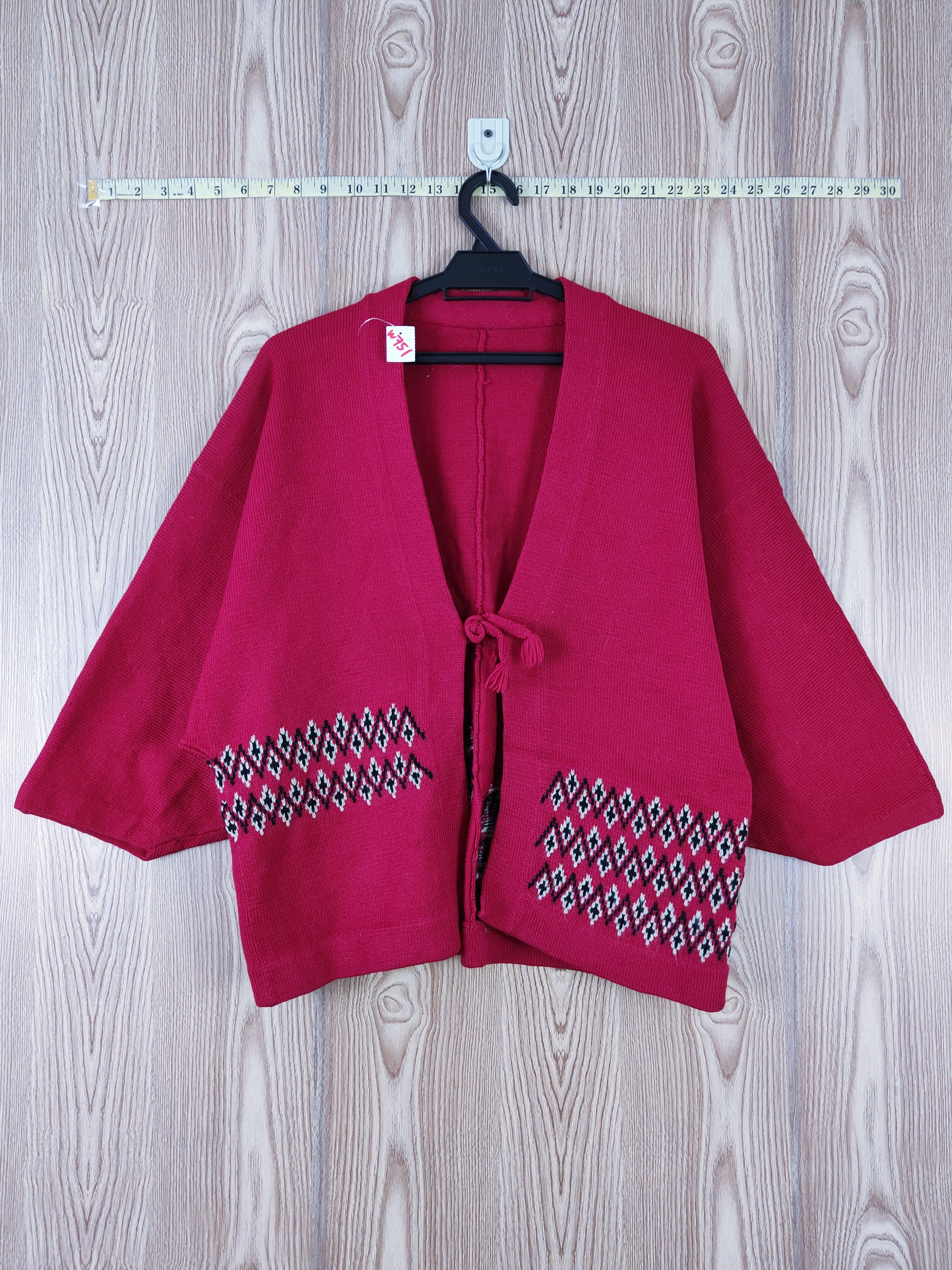 Japanese Brand Japan Dark Pink Knitwear Short Kimono cardigan #W751 Size L / US 10 / IT 46 - 1 Thumbnail
