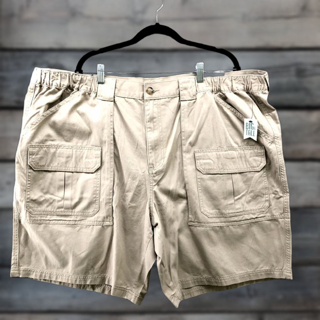 Croft & Barrow NWT Croft & Barrow Cargo Shorts Mens Size 52 Khaki Beige 9'' Cotton Canvas Flat Front Cargo Pocket Size US 36 / EU 52 - 1 Thumbnail