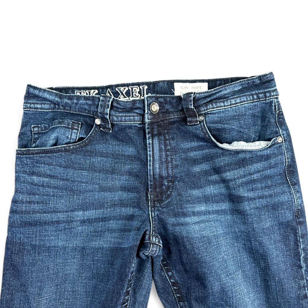 Vintage TK Axel Jeans Slim Bootcut Blue Mens 34x28 Dark Wash Stretch 5-Pocket Denim Logo Tag Vintage: No Size US 34 / EU 50 - 3 Thumbnail
