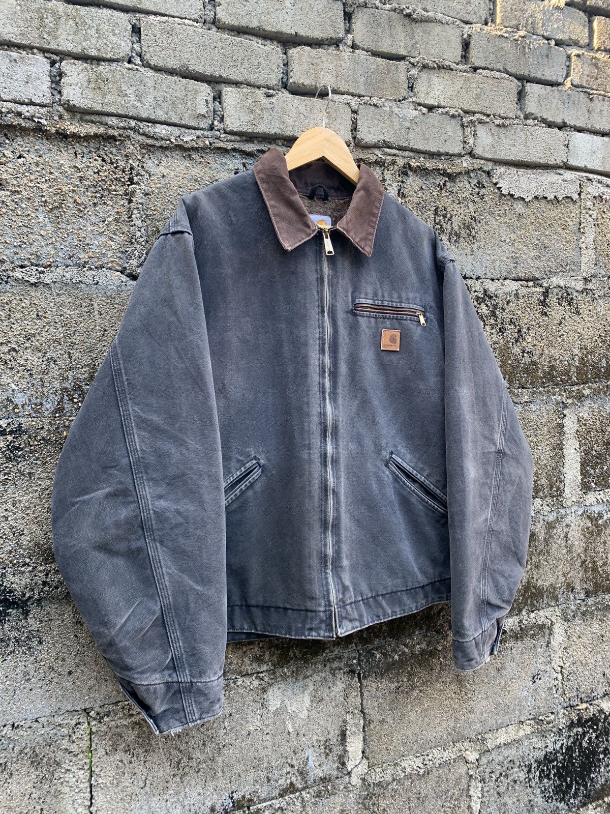 Carhartt × Vintage Vtg Carhartt J97 Faded Black/DarkGrey Detroit Jacket Size US L / EU 52-54 / 3 - 4 Thumbnail