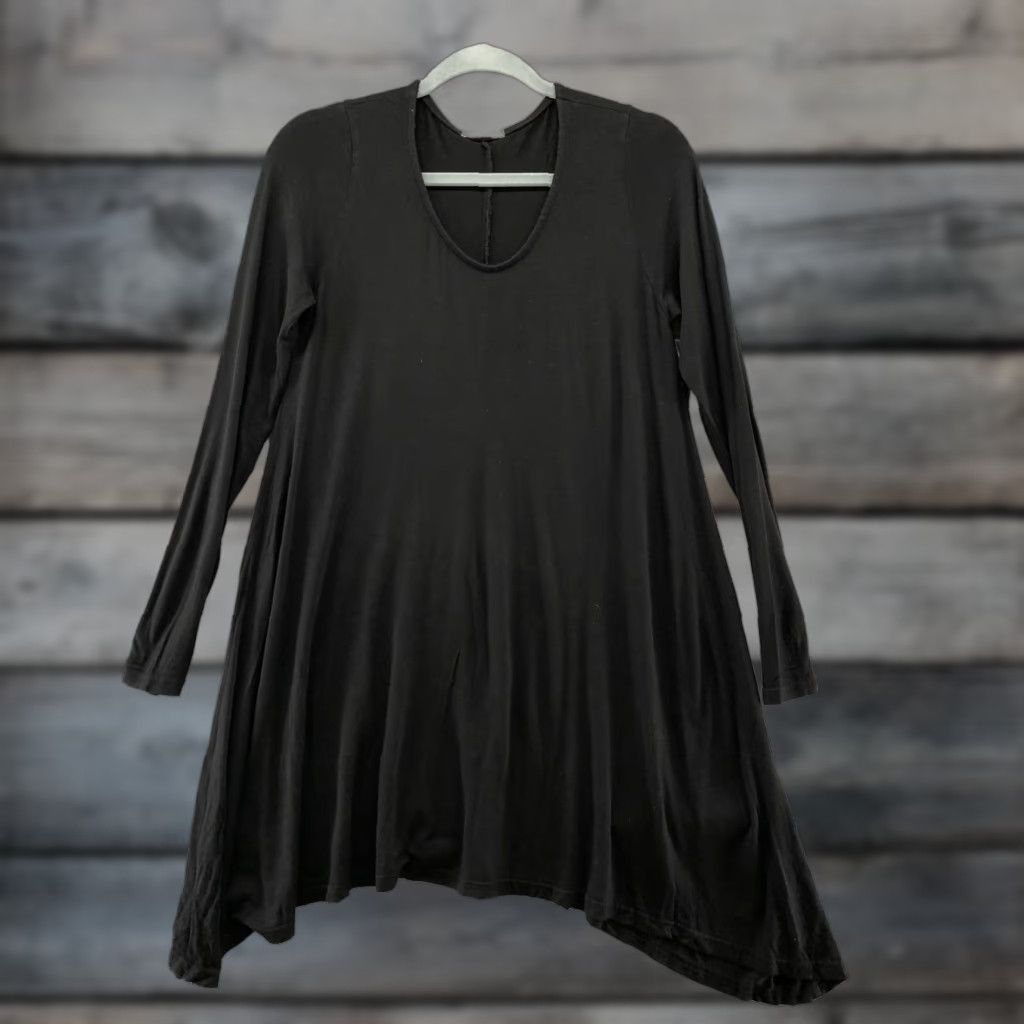 CHOCOOLATE Korean Fashion Black Jersey Knit Asymmetric Tunic Long Sleeve Top Womens S Size S / US 4 / IT 40 - 1 Thumbnail
