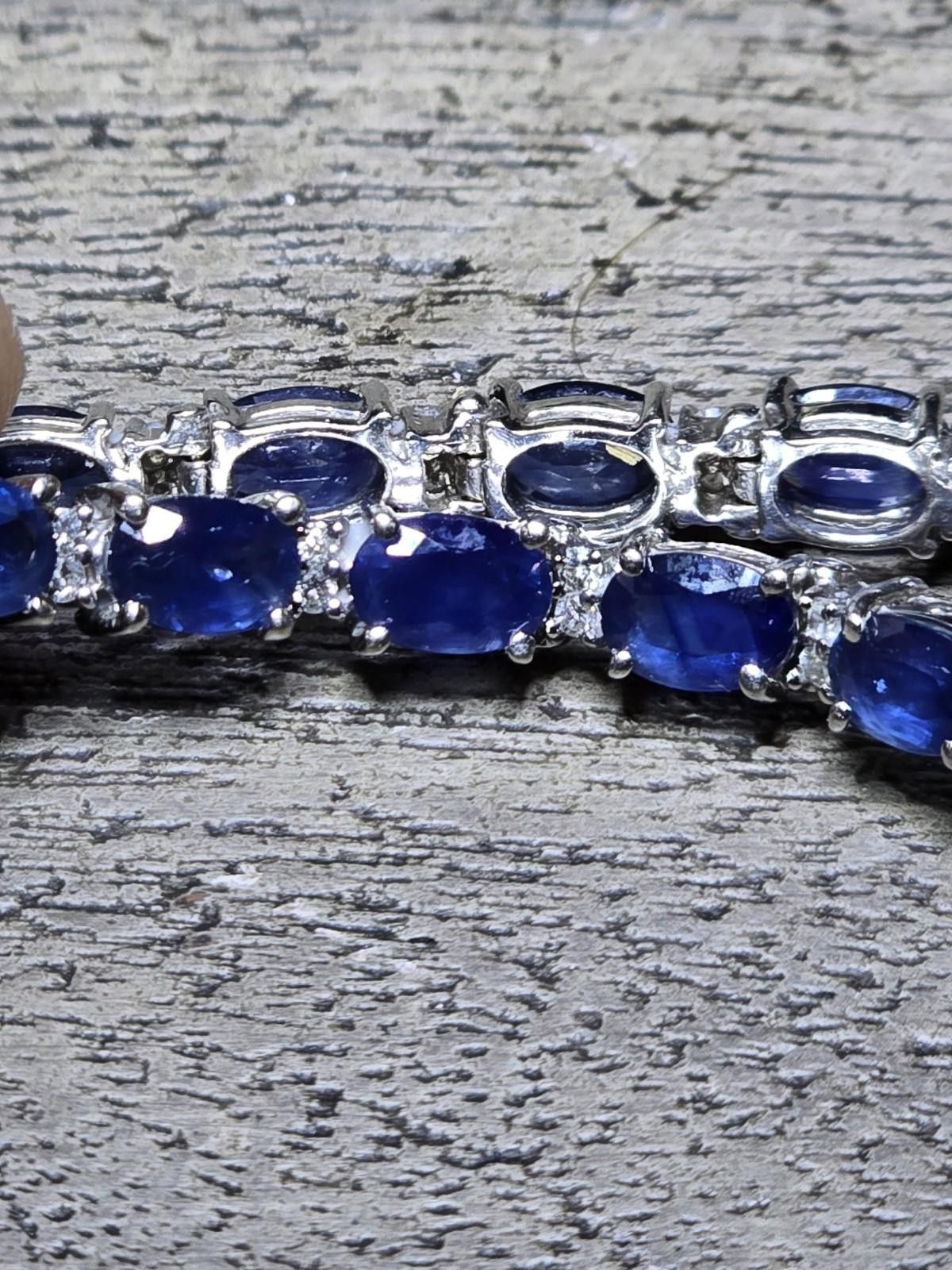 The Unbranded Brand 14k White Gold Blue Sapphire Diamond Tennis Bracelet 11ctw Size ONE SIZE - 8 Thumbnail