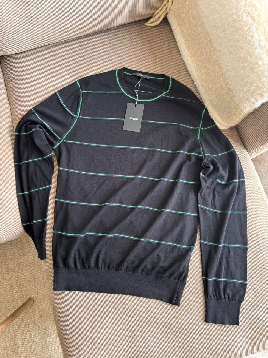 Striped Dark Blue Z Zegna Knit Sweater