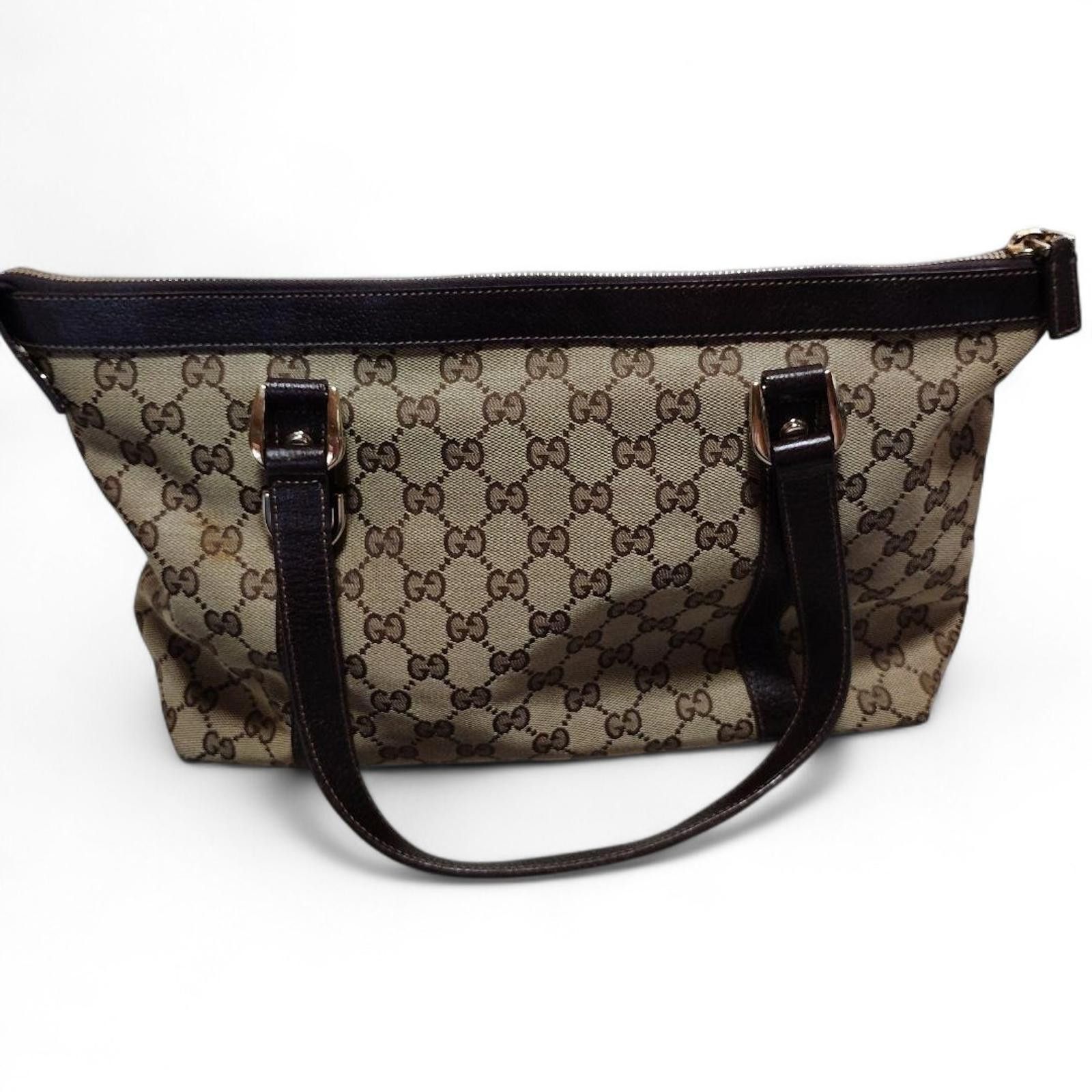 Gucci Gucci - Monogram Canvas Handbag Leather Trim Size ONE SIZE - 2 Thumbnail