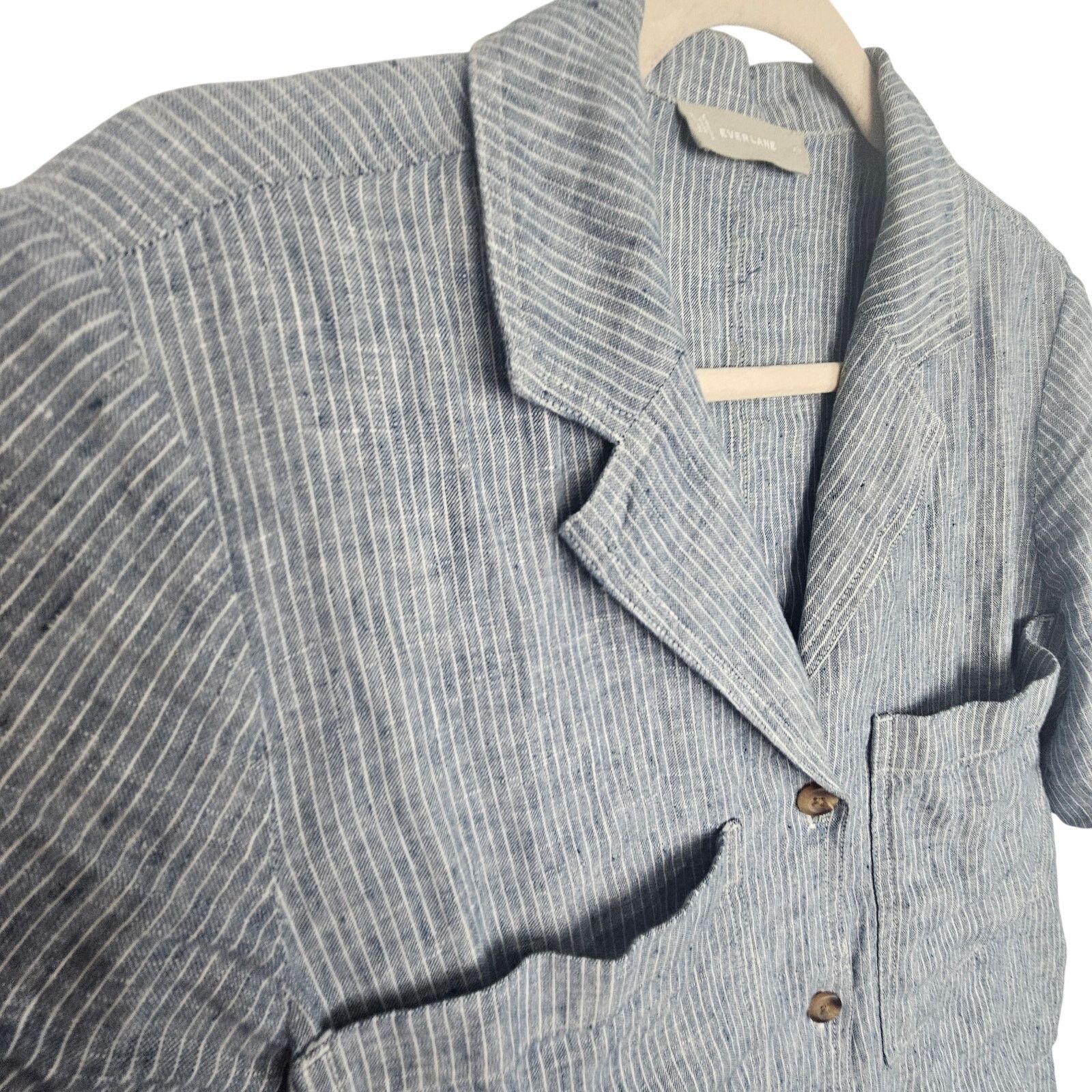Everlane Everlane Women Striped Linen Button Shirt XS Boxy Resortwear Size XS / US 0-2 / IT 36-38 - 5 Thumbnail