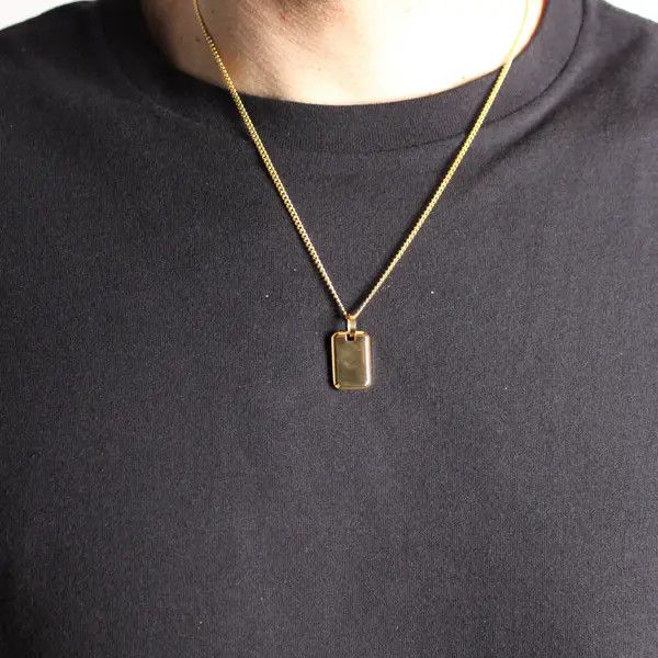 Jewelry Gold Tag Pendant Chain Necklace Size ONE SIZE - 4 Thumbnail