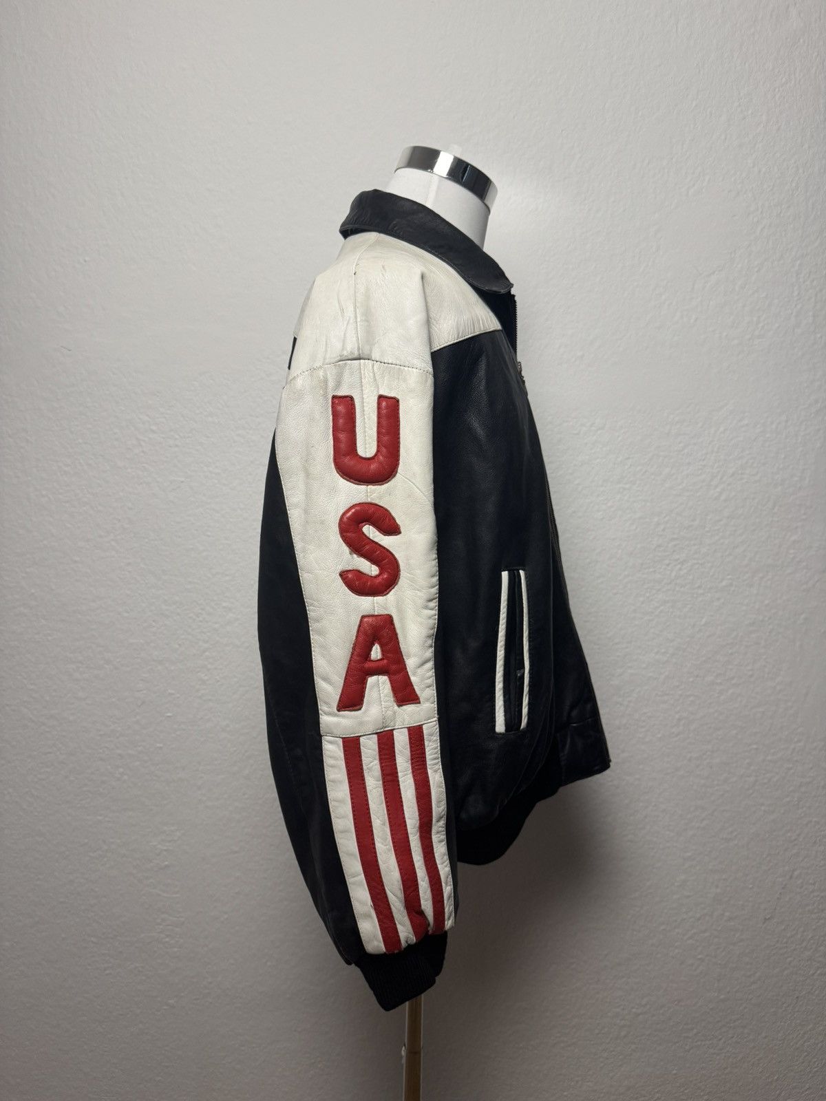 Vintage Vintage USA Leather Racing Jacket Black White Size XXL Size US XXL / EU 58 / 5 - 3 Thumbnail
