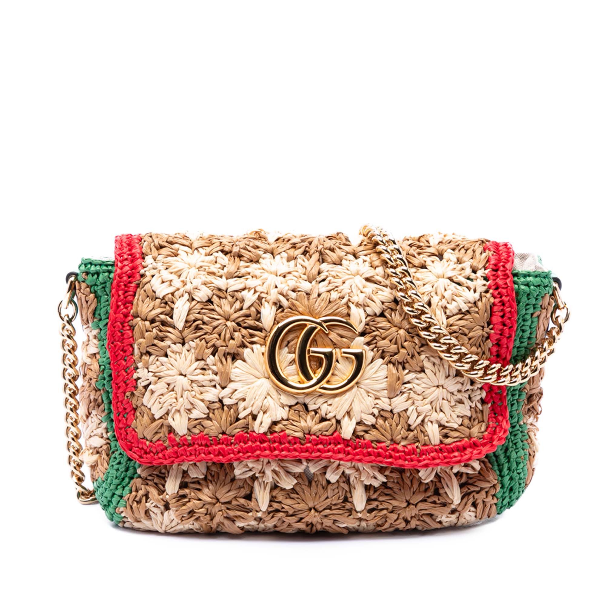 Gucci Small GG Marmont Raffia Crossbody Size ONE SIZE - 1 Thumbnail