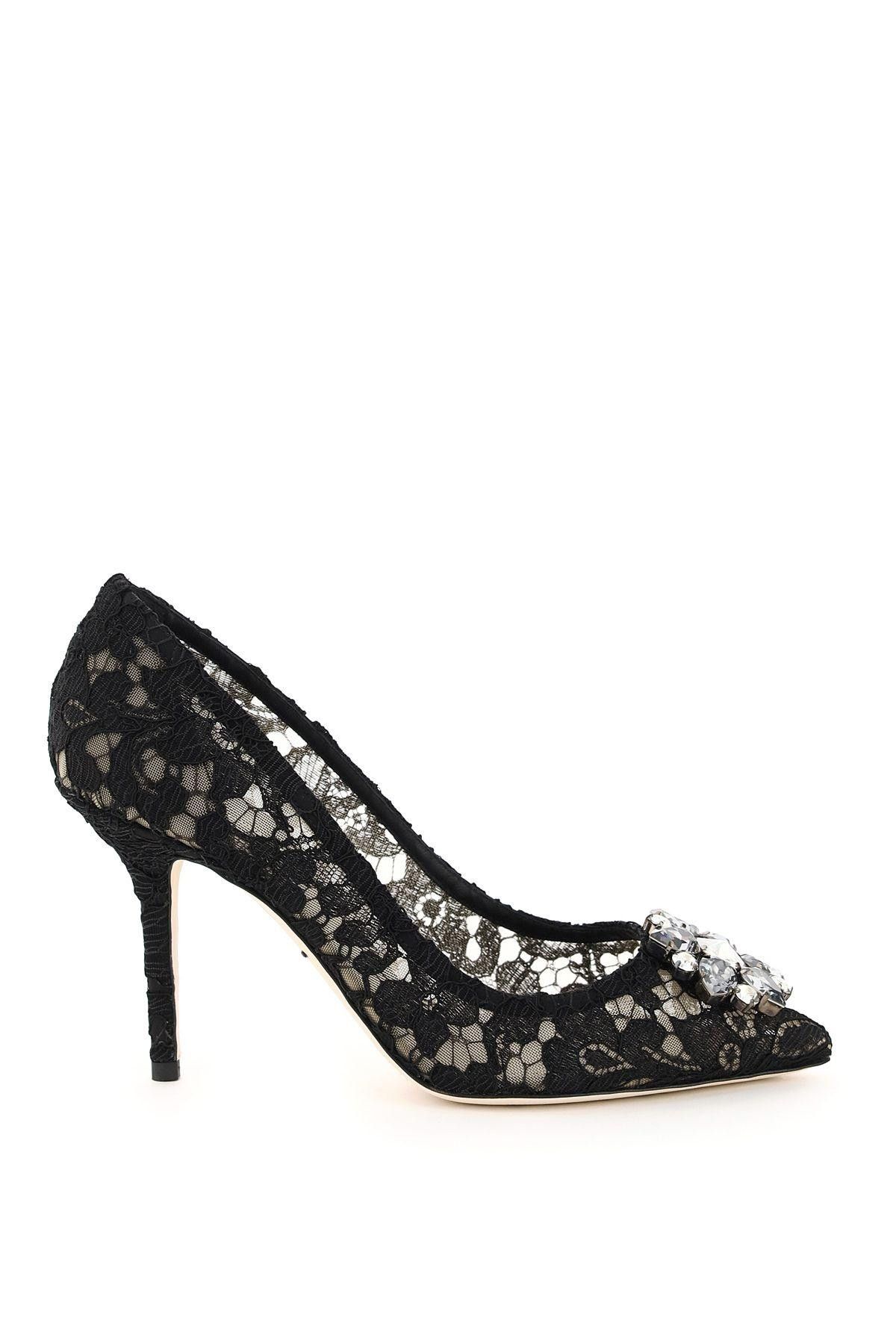 image of Dolce Gabbana Lace Bellucci Pumps With Broche Size Eu 39 For Women Shoes in Black