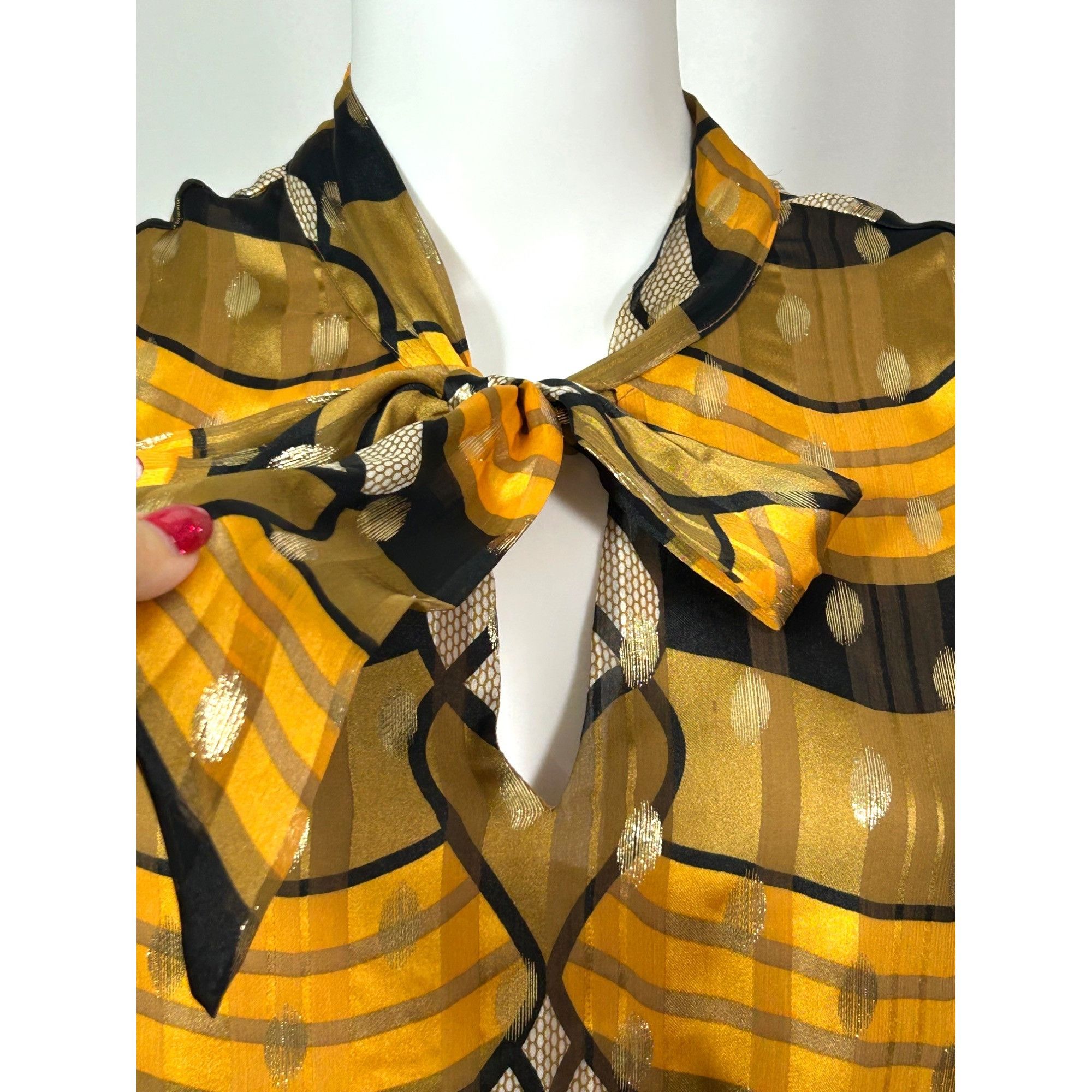 Joie Joie Blouse M Gold Yellow Orange Brown Long Puff Sleeve Ruff Size M / US 6-8 / IT 42-44 - 9 Thumbnail