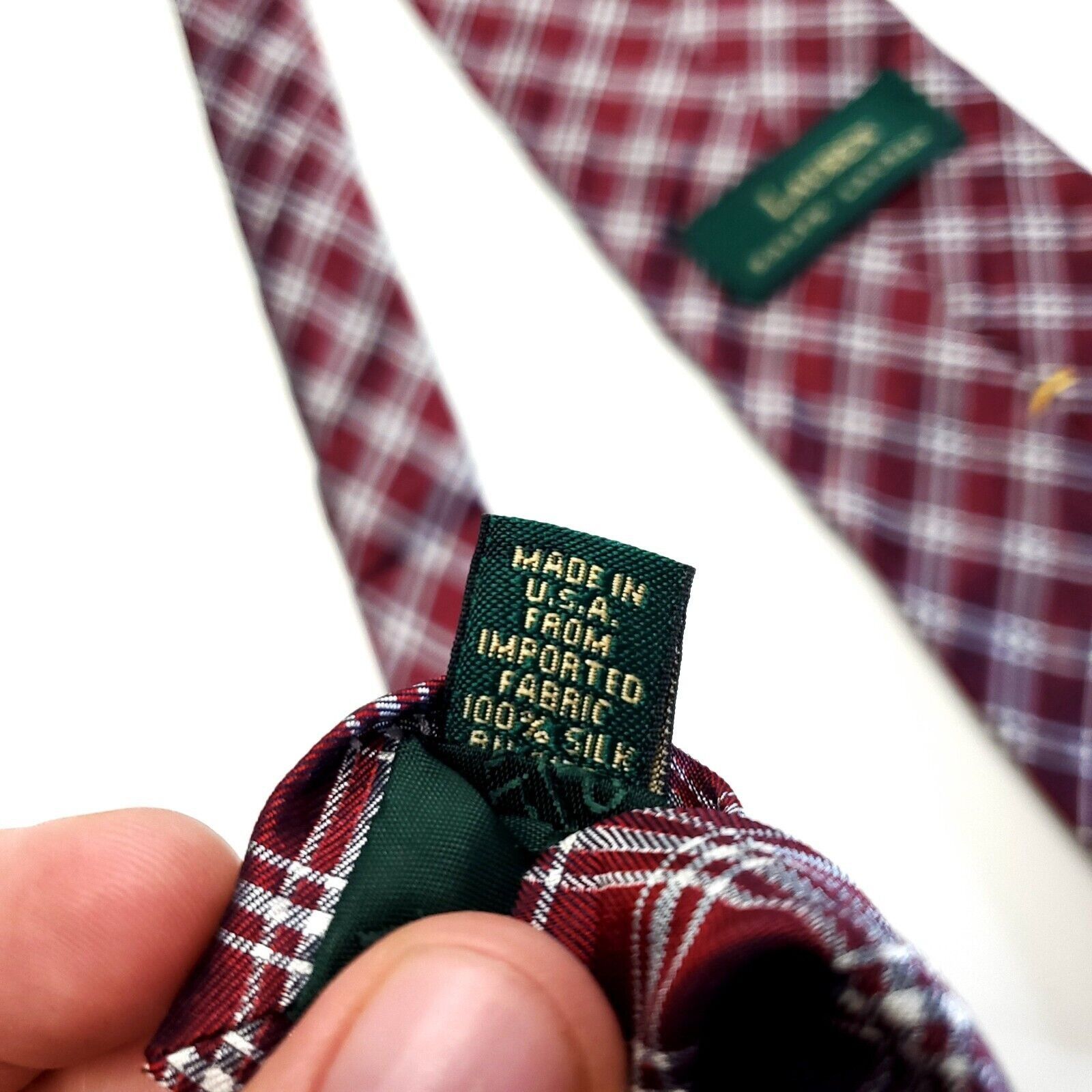 Lauren Ralph Lauren Lauren Ralph Lauren Red White Plaid Woven Short Wide Silk Ti Size ONE SIZE - 5 Thumbnail
