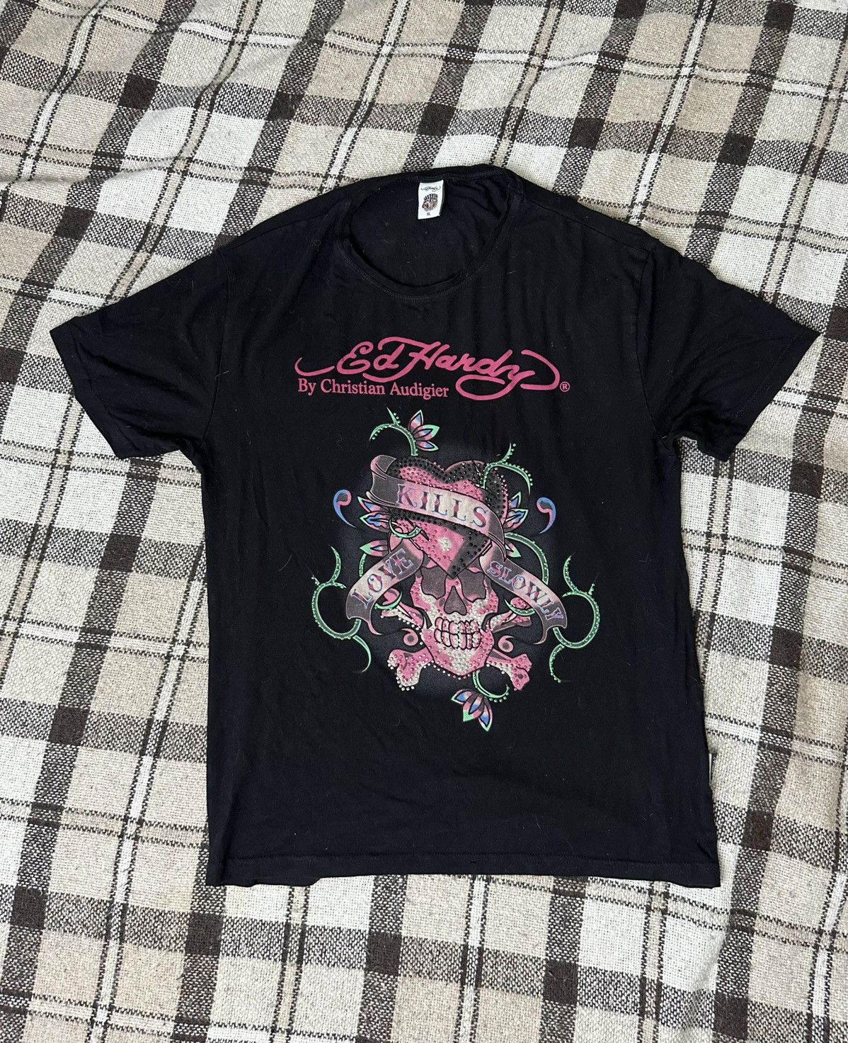 Beautiful Ed Hardy Rhinestones T-shirt Unisex Mens M-L/WmsXL