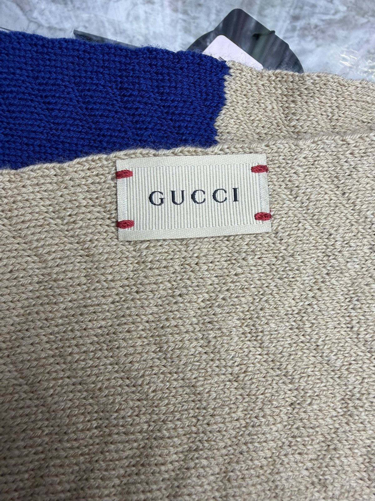Gucci Gucci Navy/Beige Scarf Size ONE SIZE - 4 Thumbnail