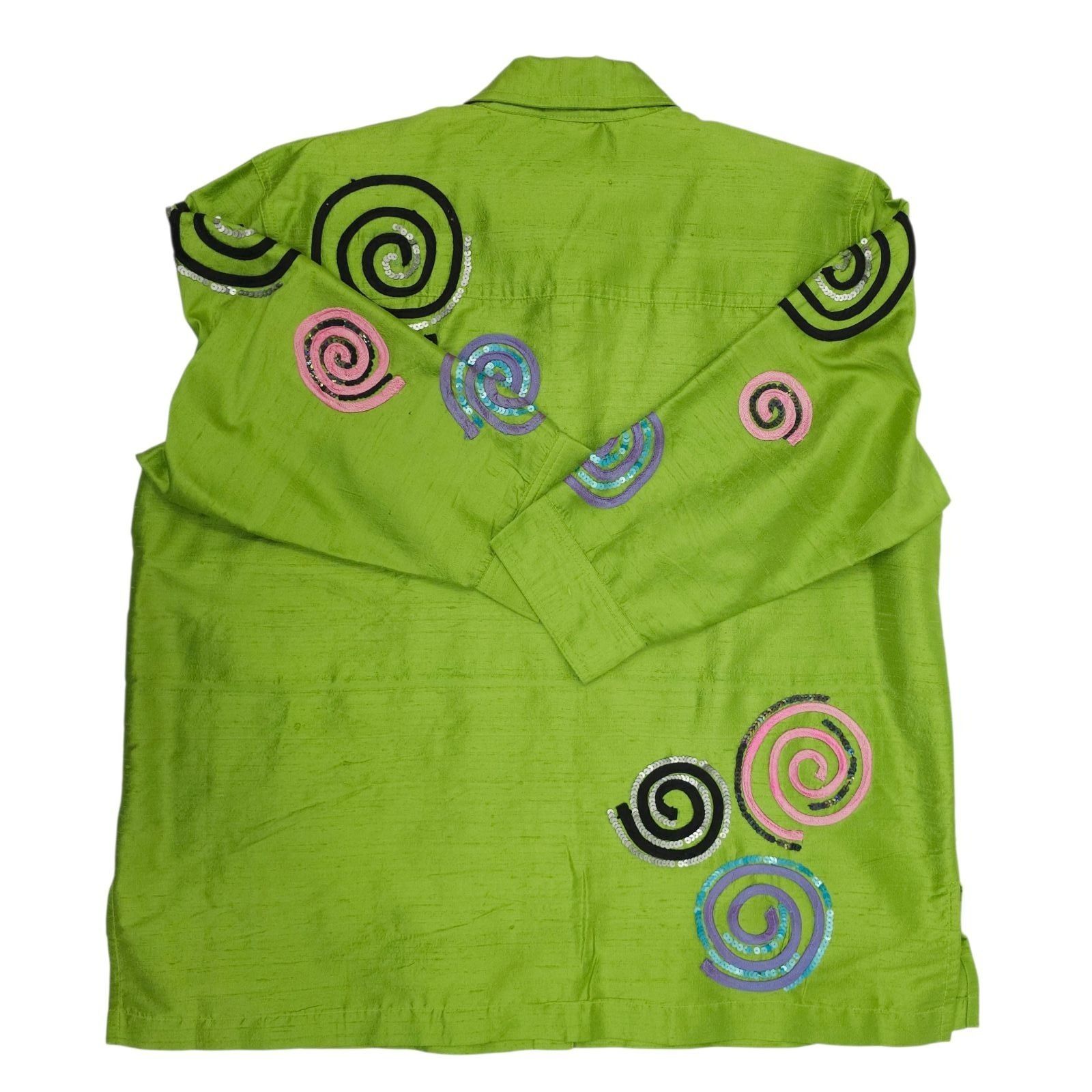 Other Bleu Bayou Jacket Tank 2pc Set L Lime Green Silk Sequin Size L / US 10 / IT 46 - 13 Thumbnail