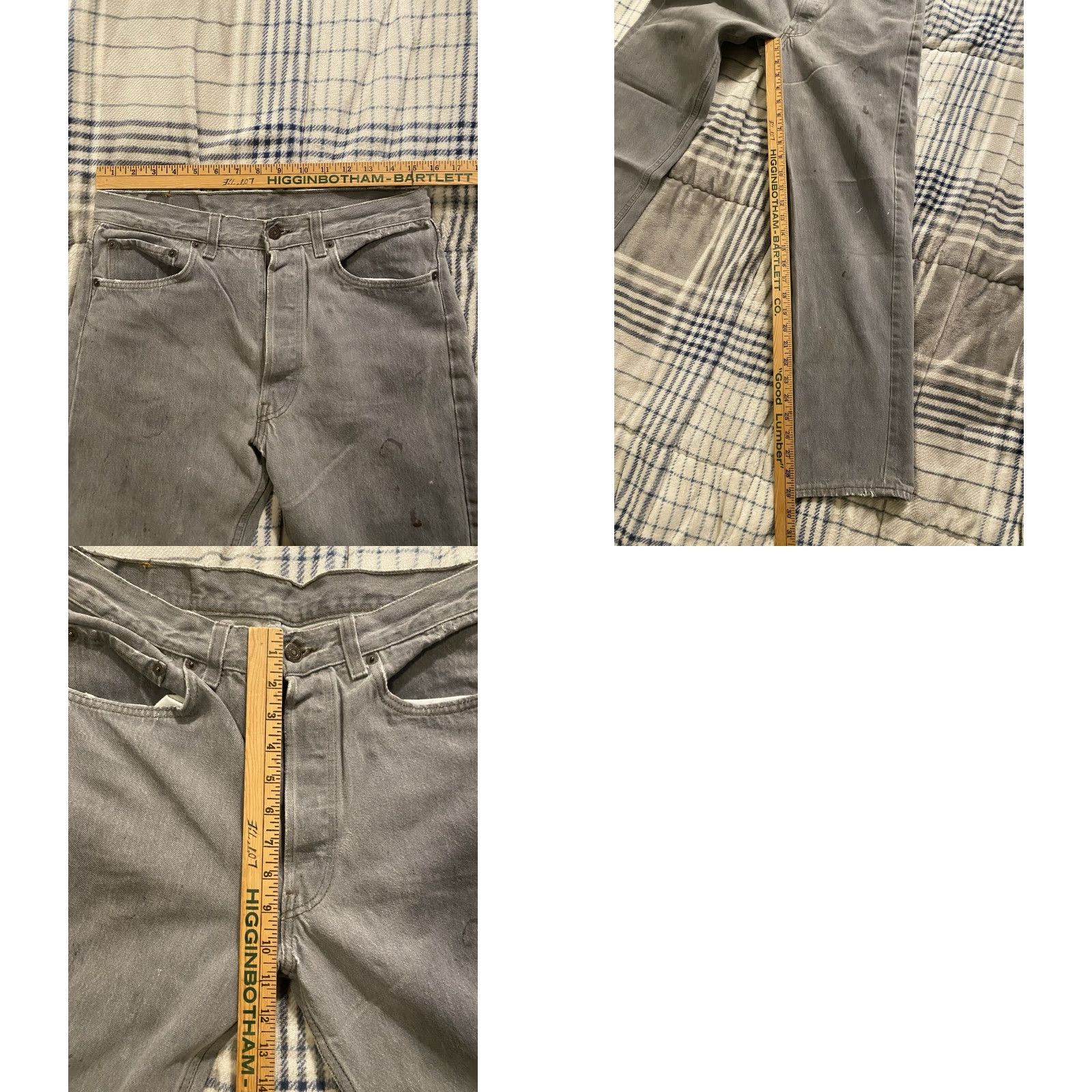 Levi's VINTAGE Levi's 501 Jeans Gray Distressed Button Fly 32x30 USA 90s Grunge Mens Jeans Regular Straight Size US 32 / EU 48 - 8 Thumbnail