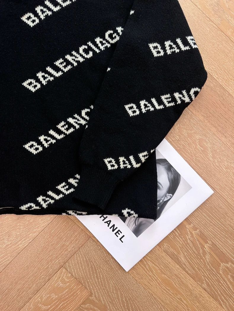 Balenciaga Balenciaga High Neck Full Print Logo Knit Sweater Jacket B Size US XS / EU 42 / 0 - 3 Thumbnail