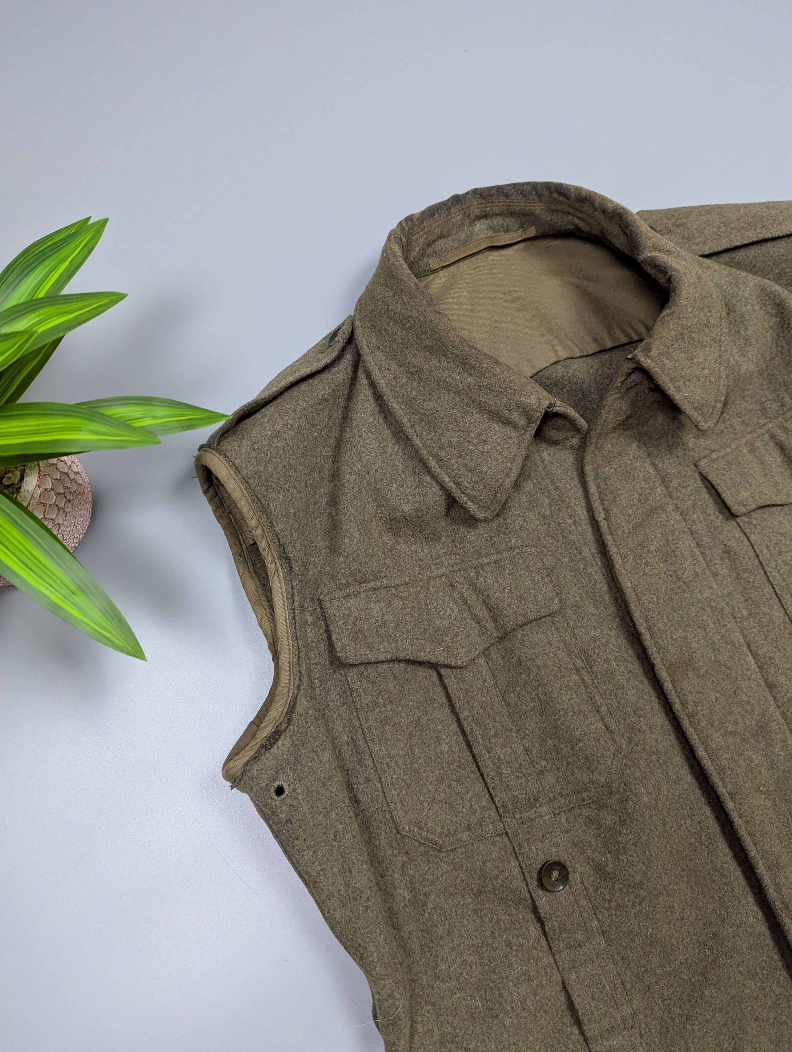 Vintage VTG 1960 Military German Wool Army Vest / Sleeveless Jacket Size US M / EU 48-50 / 2 - 5 Thumbnail