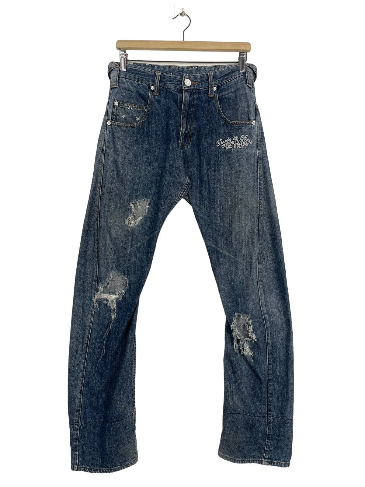 Japanese Brand RIMASTER RIPPED DENIM JEANS Size US 30 / EU 46 - 1 Thumbnail