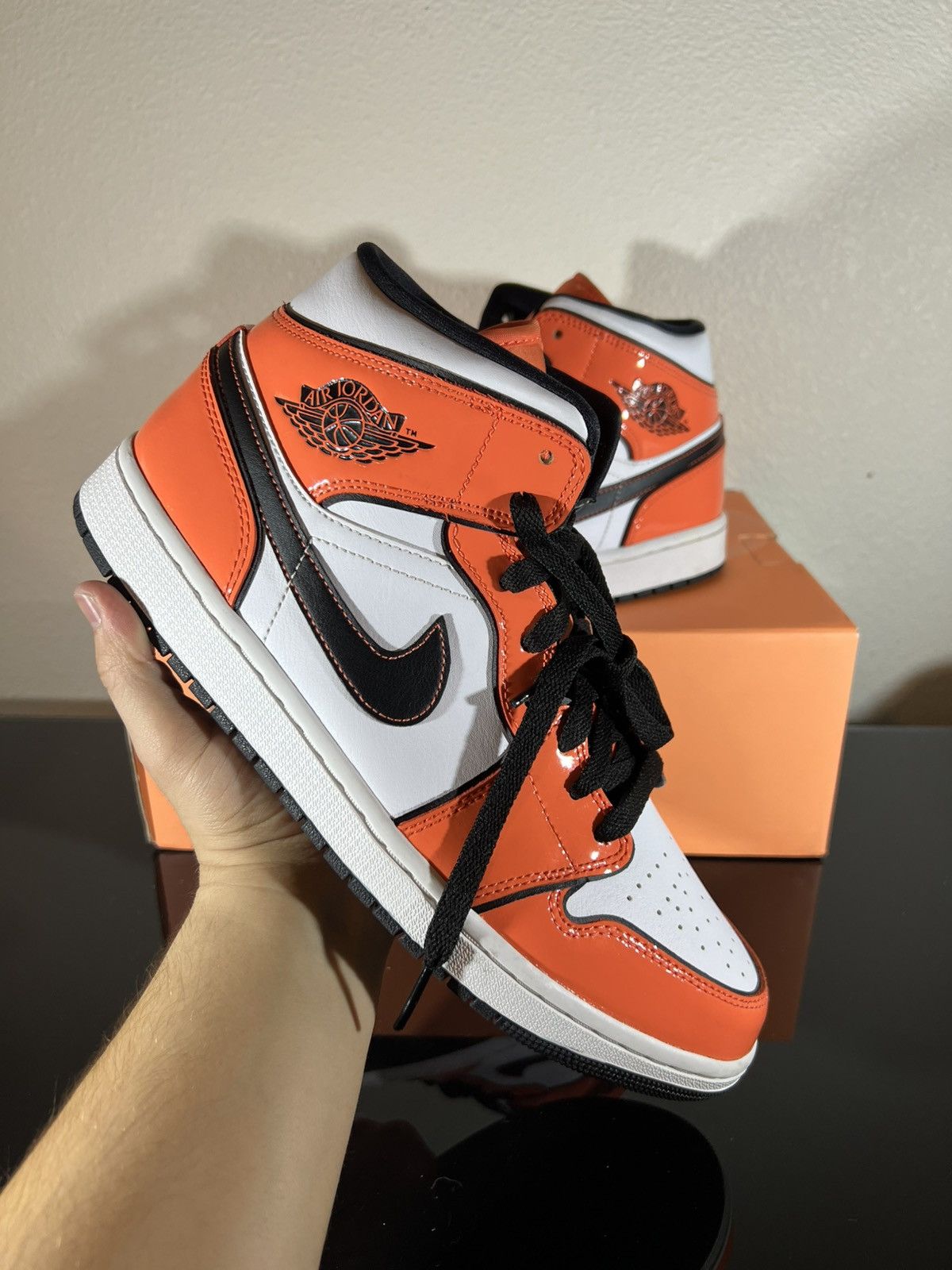 Jordan Brand Jordan 1 Mid “Patent Turf Orange” Size US 10 / EU 43 - 6 Thumbnail