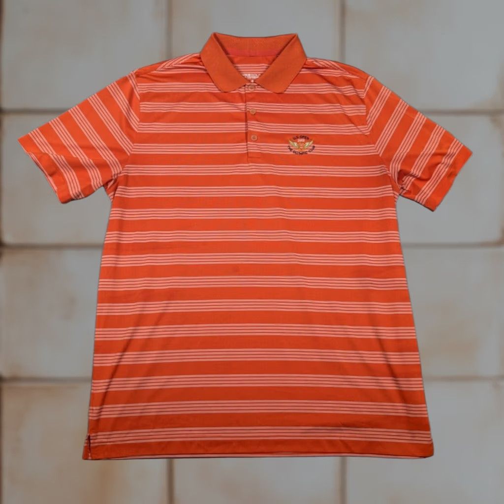 Nike Nike Golf Tour Performance US Open 2012 The Olympic Club Men's Polo Shirt Sz Xl Orange White Striped Size US XL / EU 56 / 4 - 1 Thumbnail