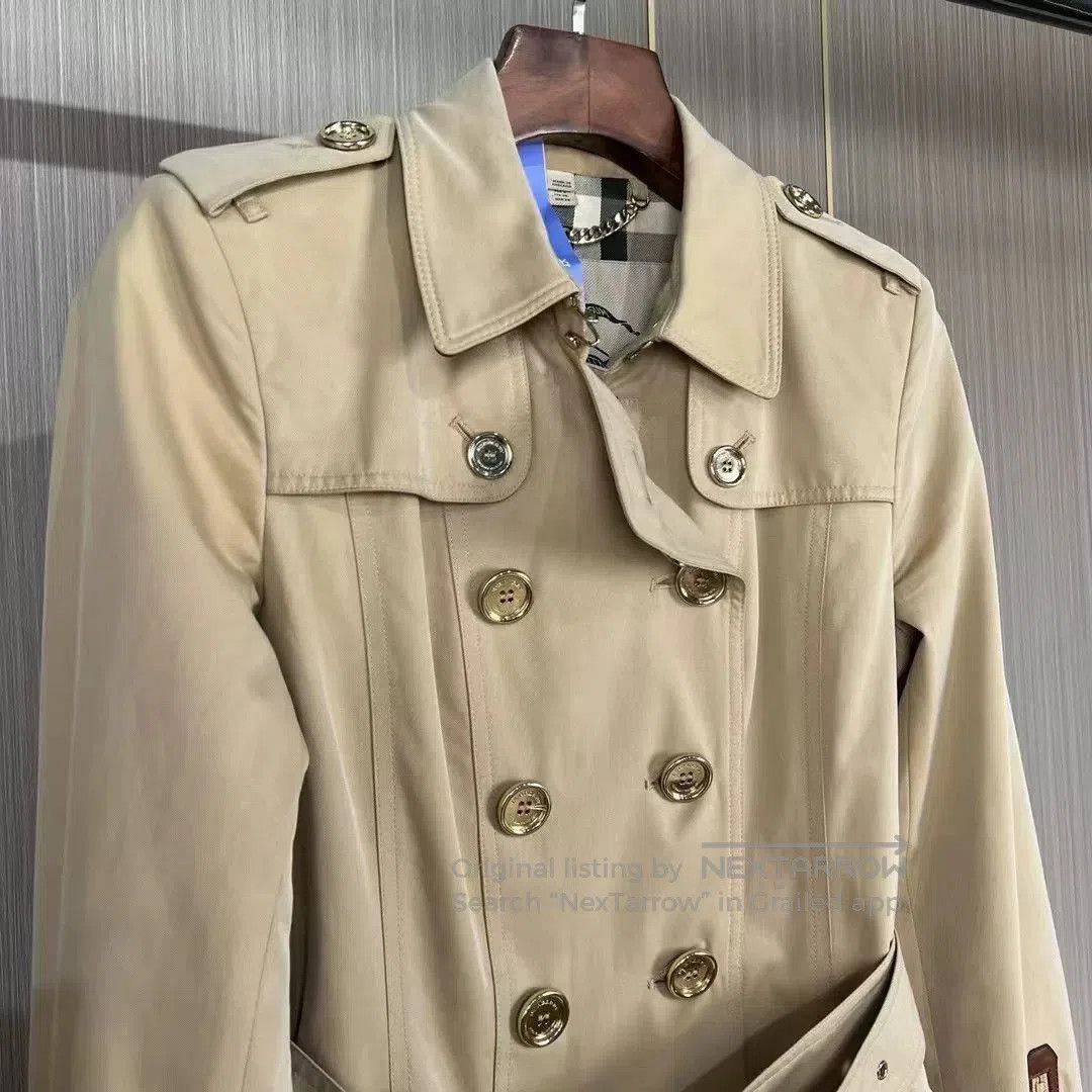 Burberry Burberry Gold Belted Plaid Trench Coat. Size S / US 4 / IT 40 - 3 Thumbnail